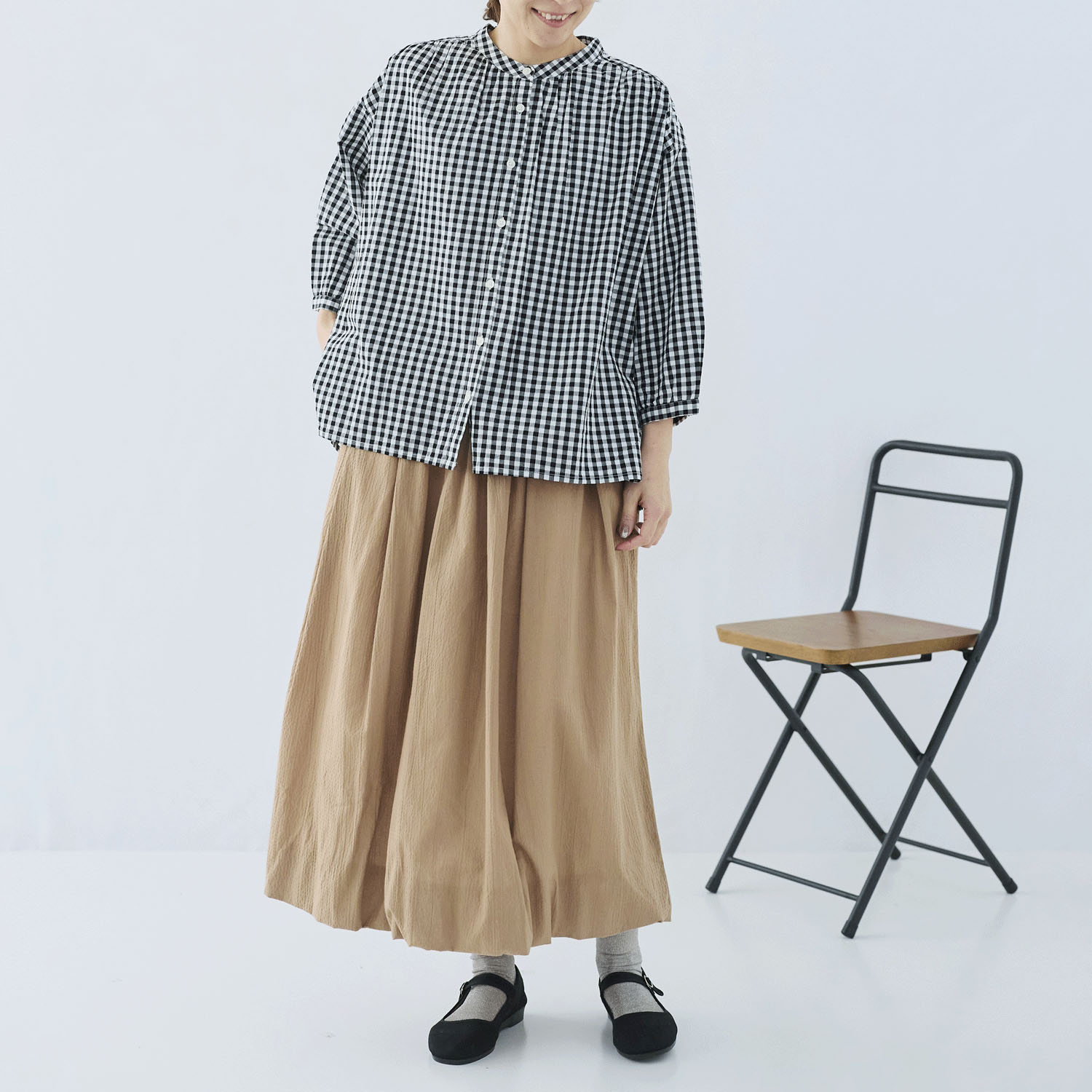 cloudnine ノンノ 先染めコットン柄 ヨーク刺繍ブラウス - 画像8