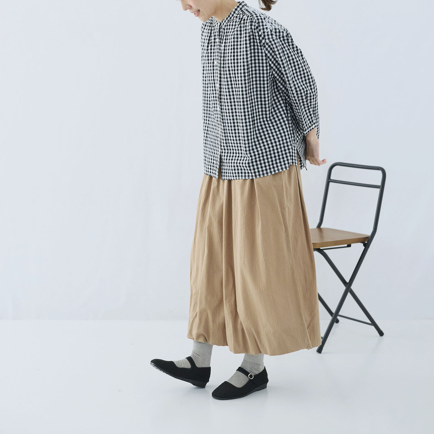 cloudnine ノンノ 先染めコットン柄 ヨーク刺繍ブラウス - 画像9