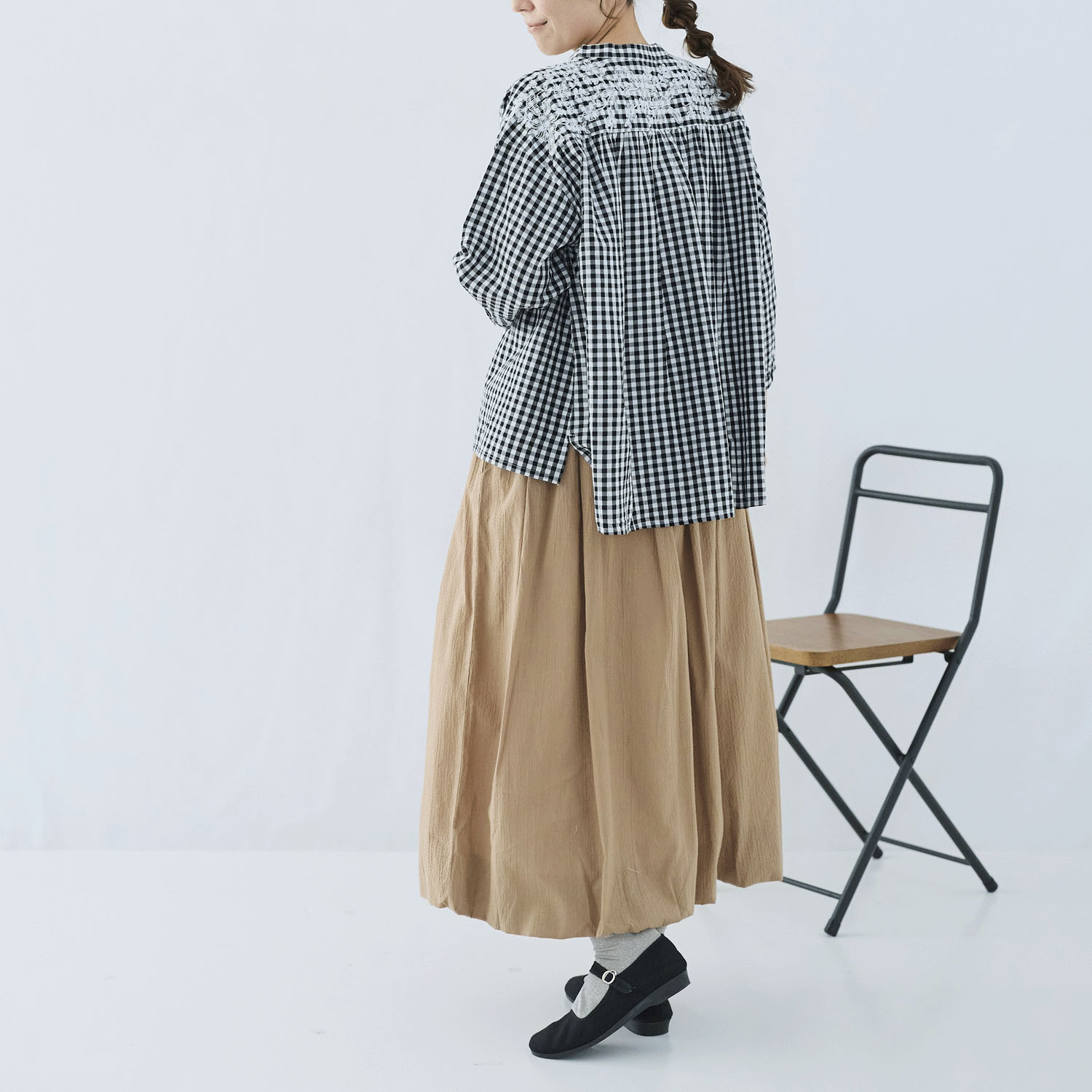 cloudnine ノンノ 先染めコットン柄 ヨーク刺繍ブラウス - 画像10