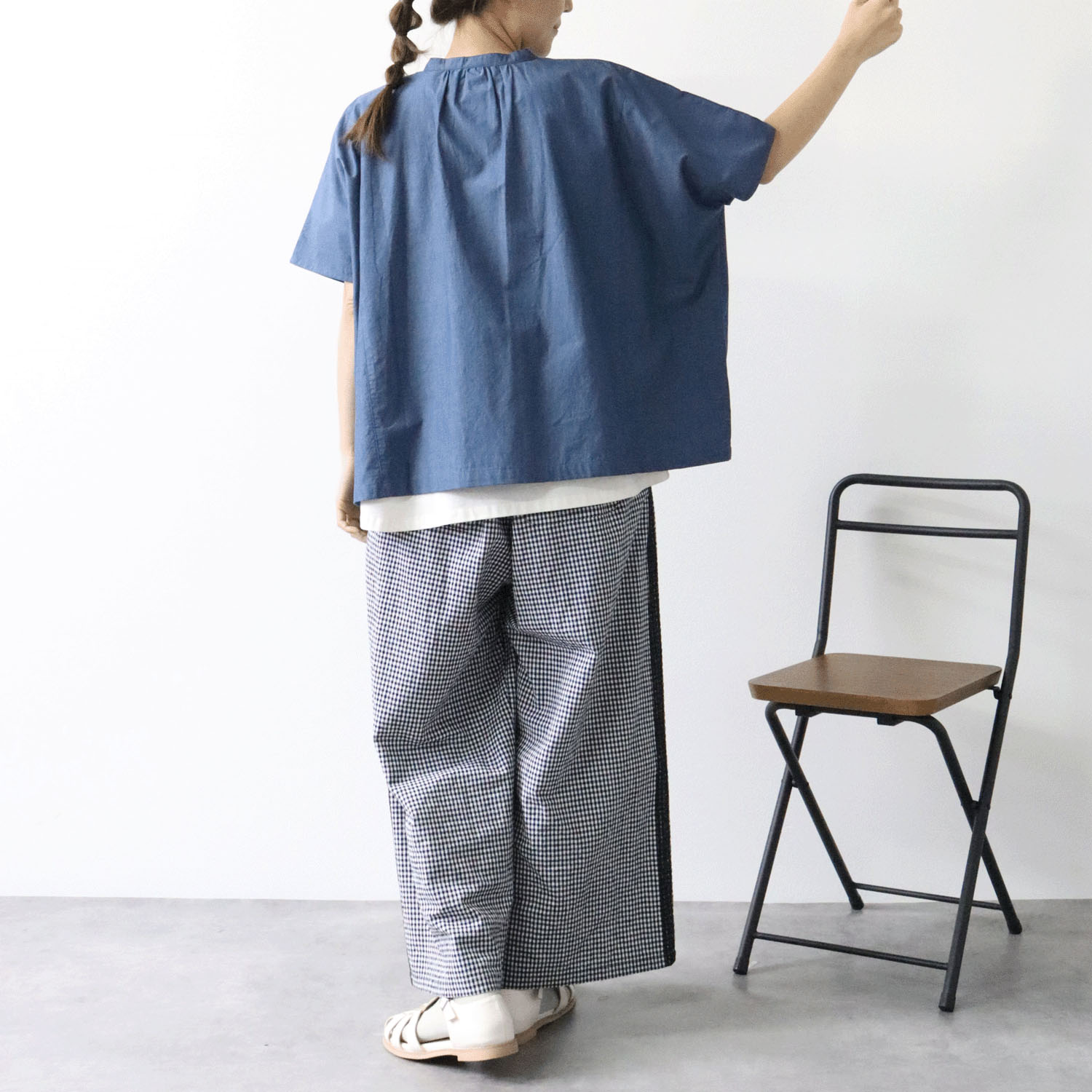 cloudnine ノンノ 3．5ozカラーデニム前立てフリルブラウス - 画像12