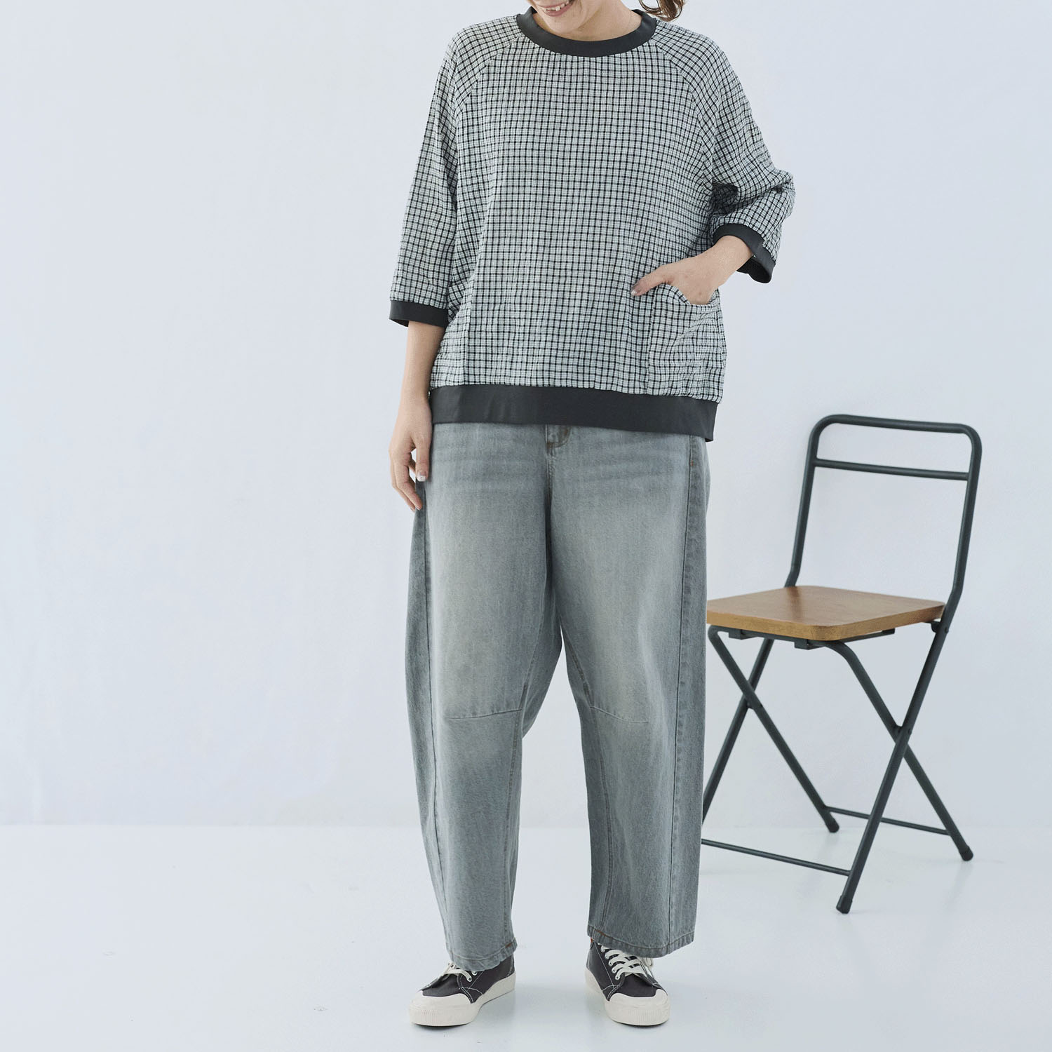 cloudnine ノンノ  チェック柄プルオーバーブラウス - 画像1