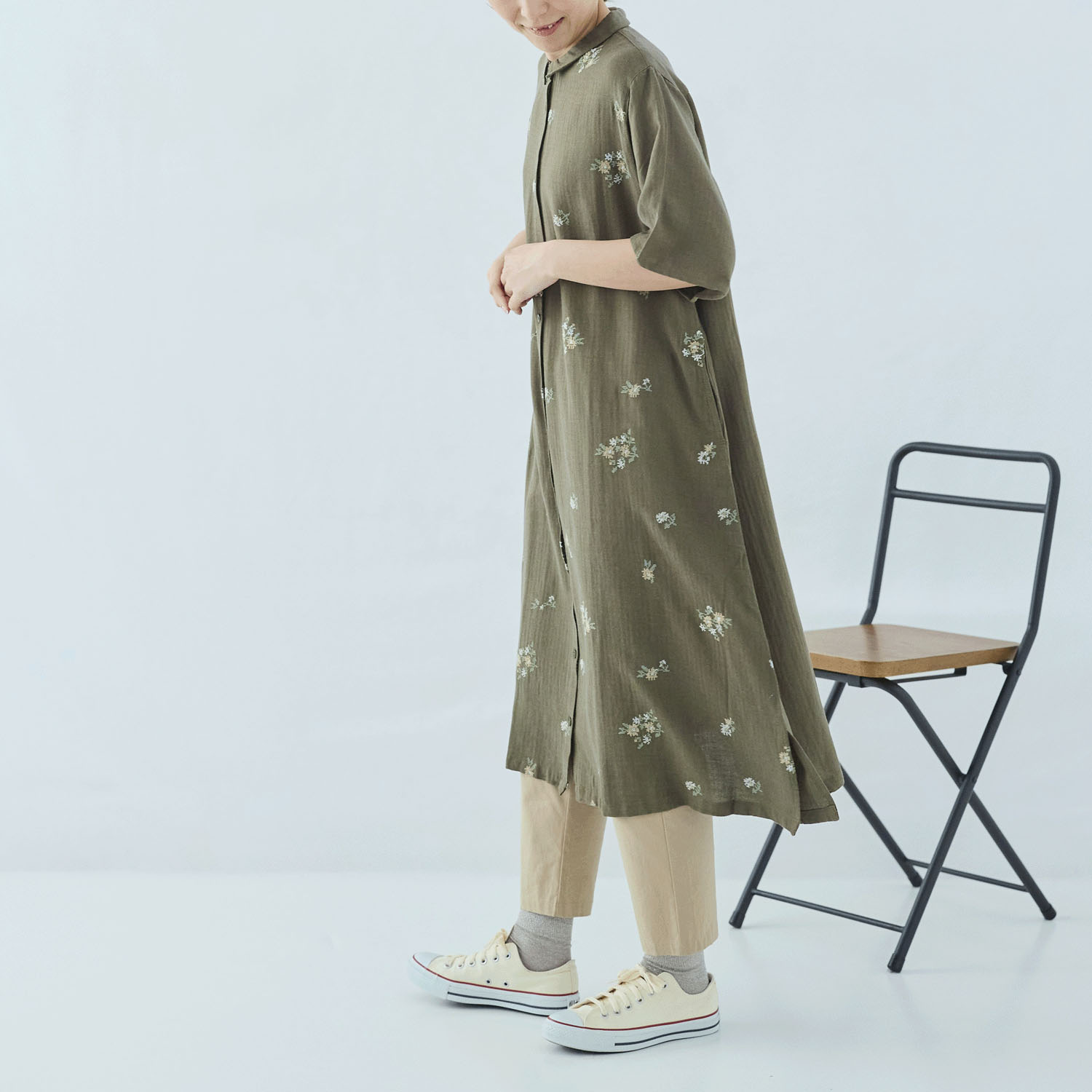 cloudnine ノンノ  花刺繍入りジャカードワンピース - 画像13