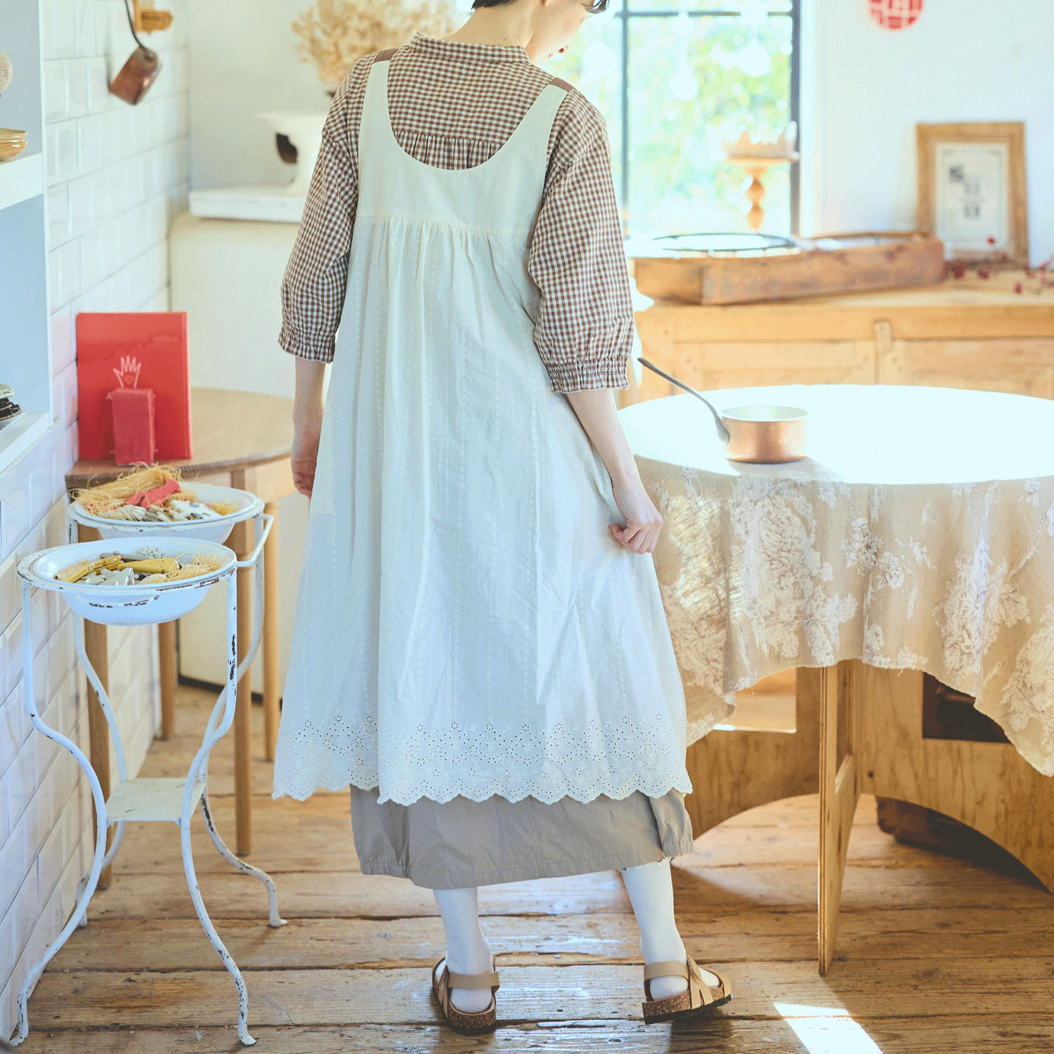 cloudnine コットンブロード柄アソート×綿布帛レース4WAYタブリエエプロン - 画像2