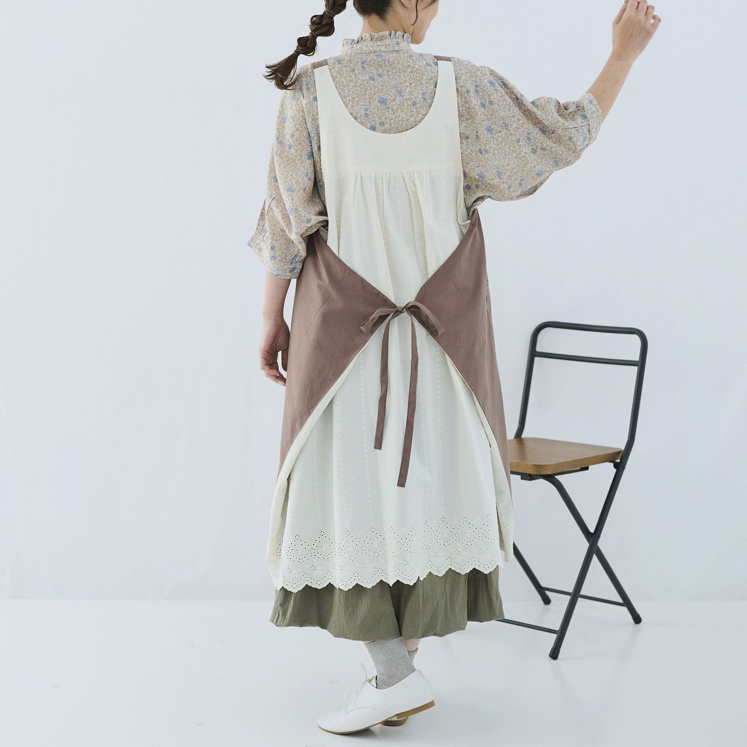 cloudnine コットンブロード柄アソート×綿布帛レース4WAYタブリエエプロン - 画像7