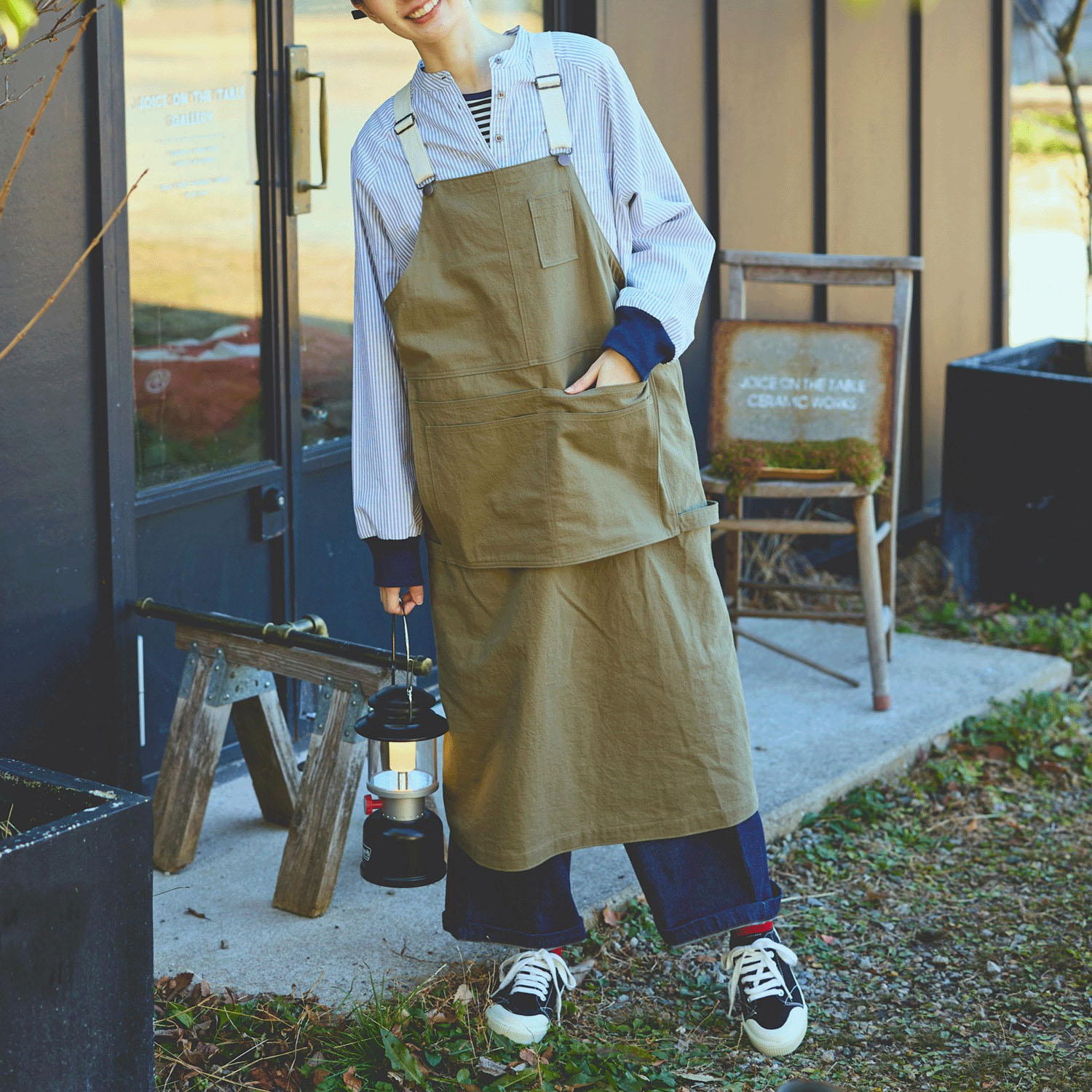 cloudnine 先染めツイル ふらしポケット付サロペットエプロン - 画像11