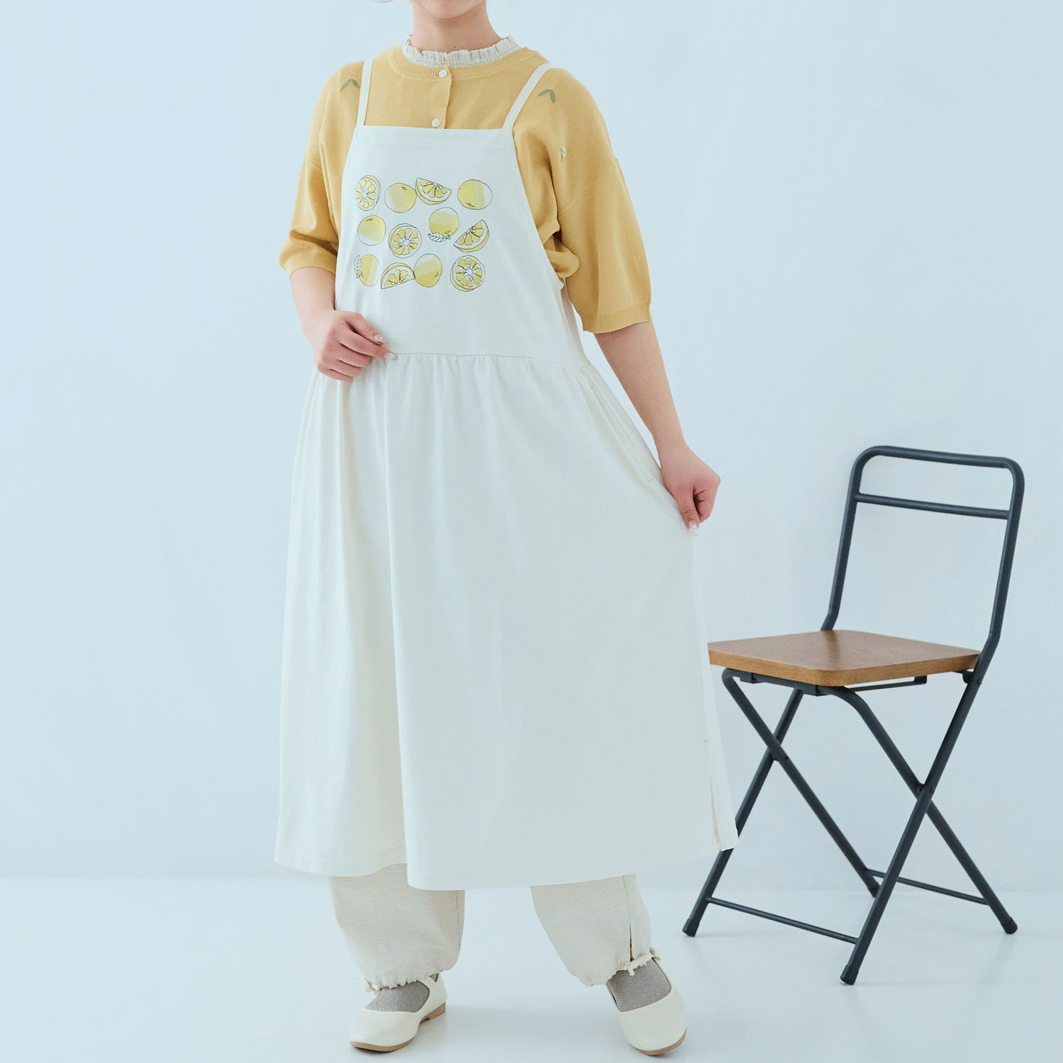 cloudnine 綿天竺 果物刺繍入りワンピースエプロン - 画像12
