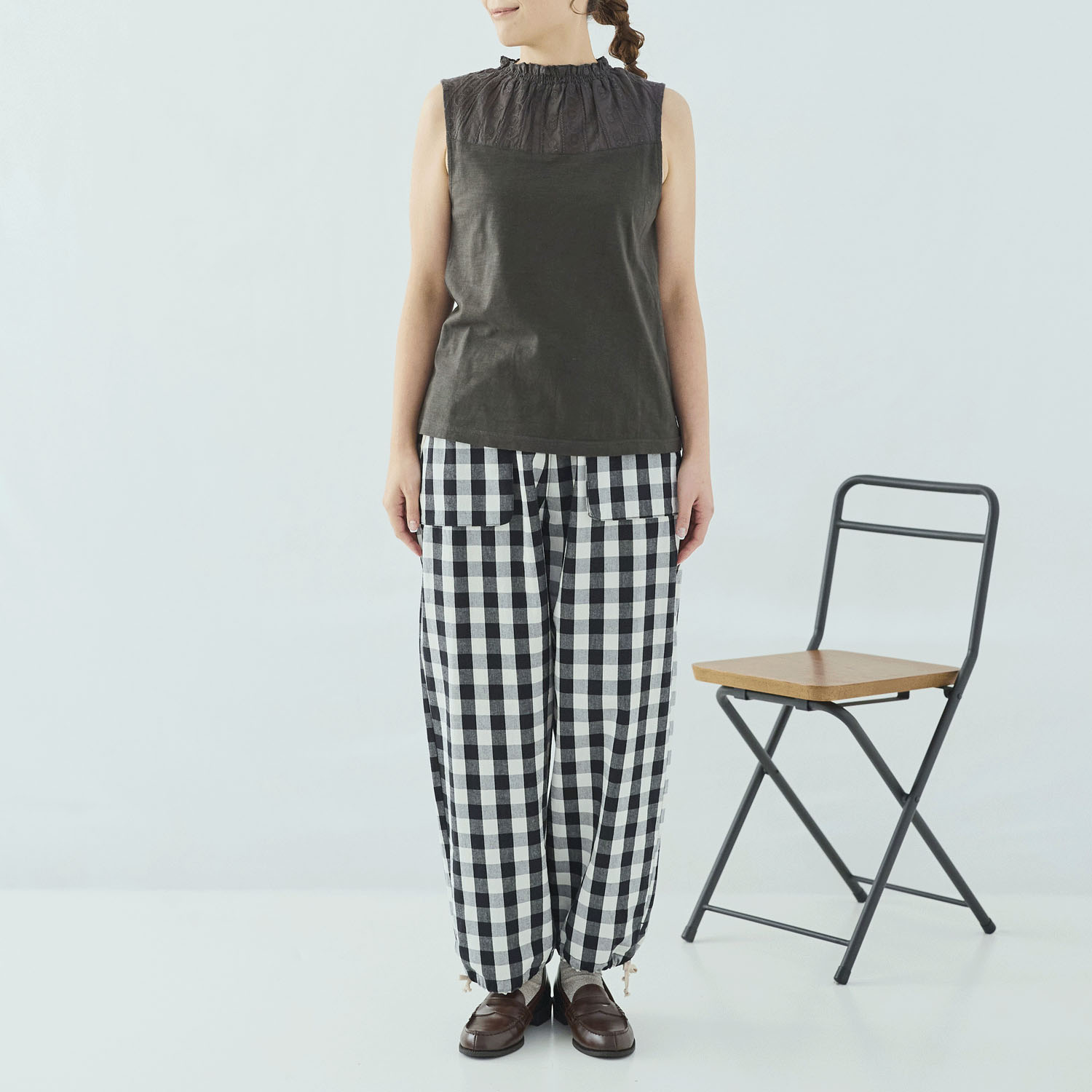 cloudnine 定番SZコットンスラブ天竺×ドビーストライプ刺繍タンクトップ - 画像2