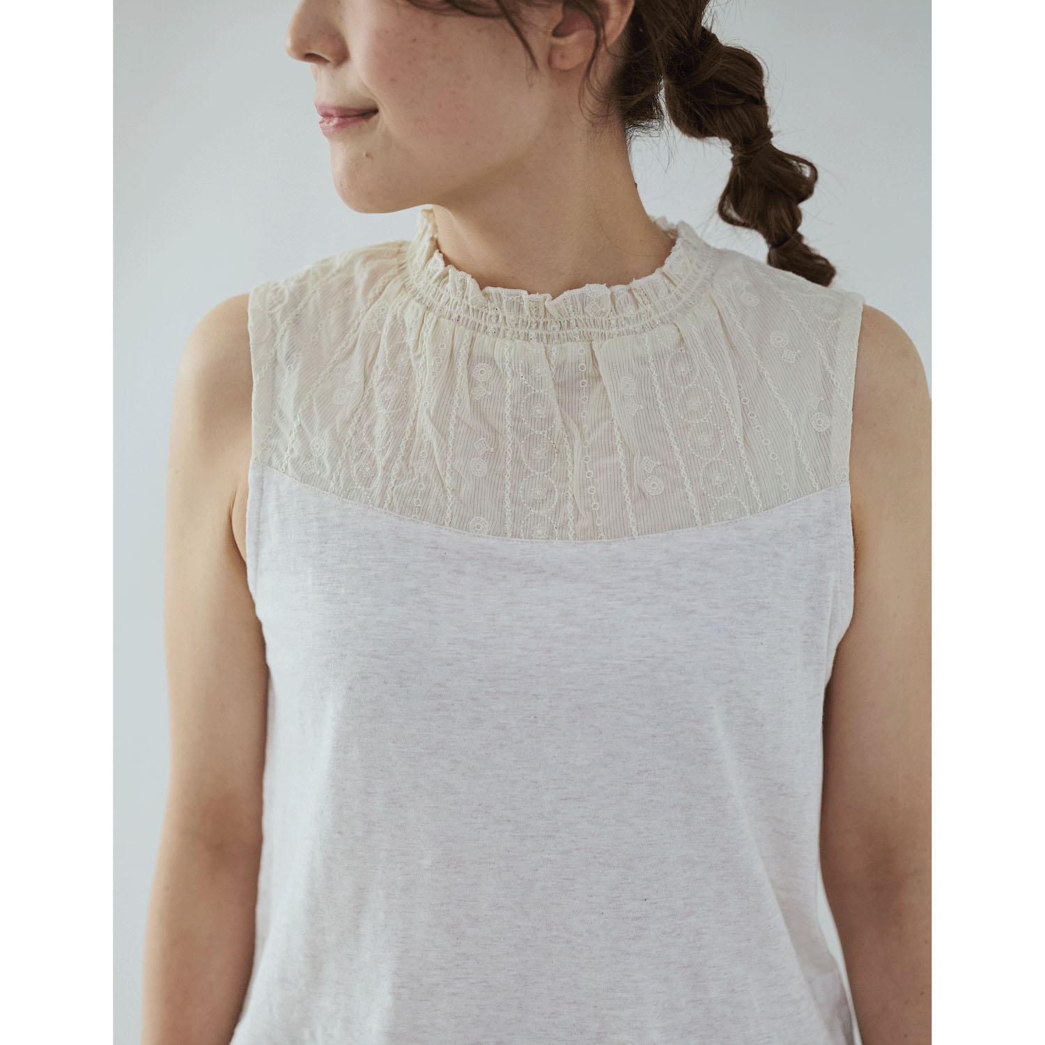 cloudnine 定番SZコットンスラブ天竺×ドビーストライプ刺繍タンクトップ - 画像12