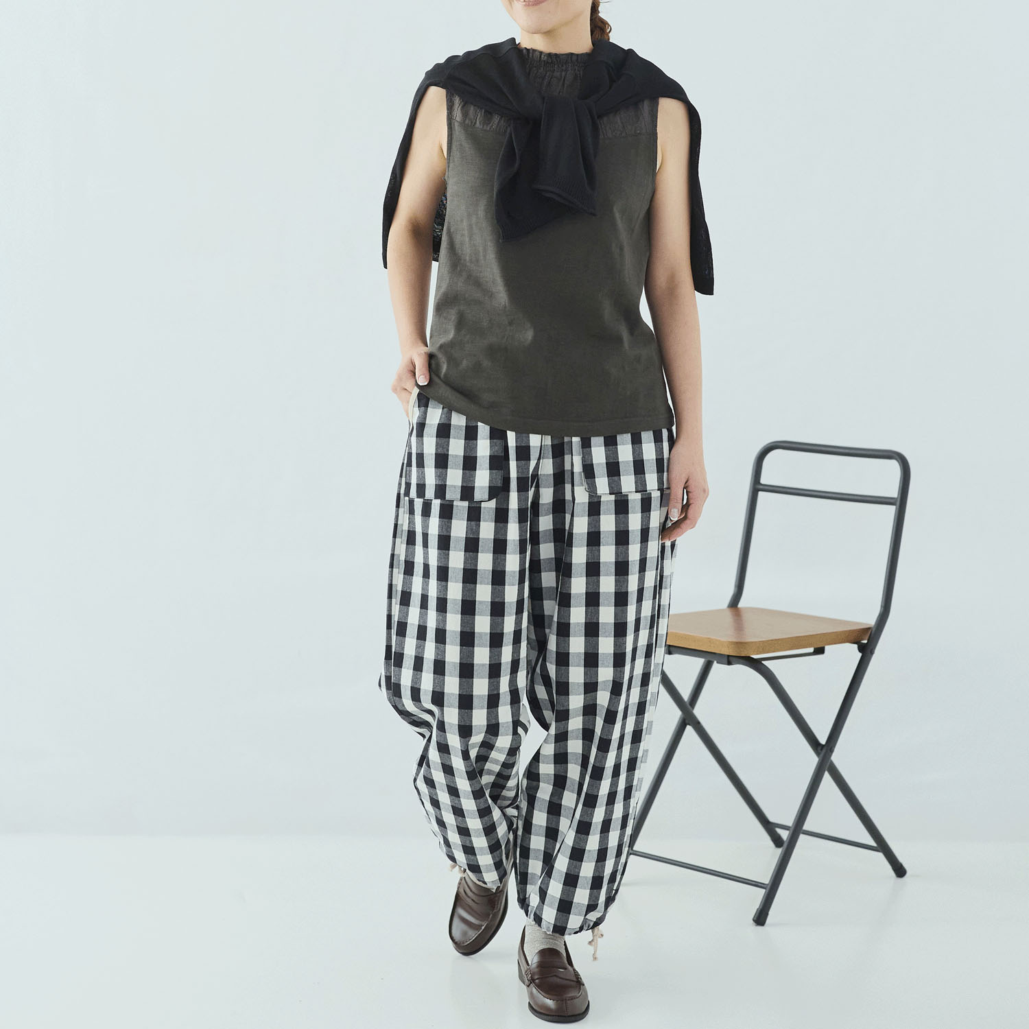 cloudnine 定番SZコットンスラブ天竺×ドビーストライプ刺繍タンクトップ - 画像4