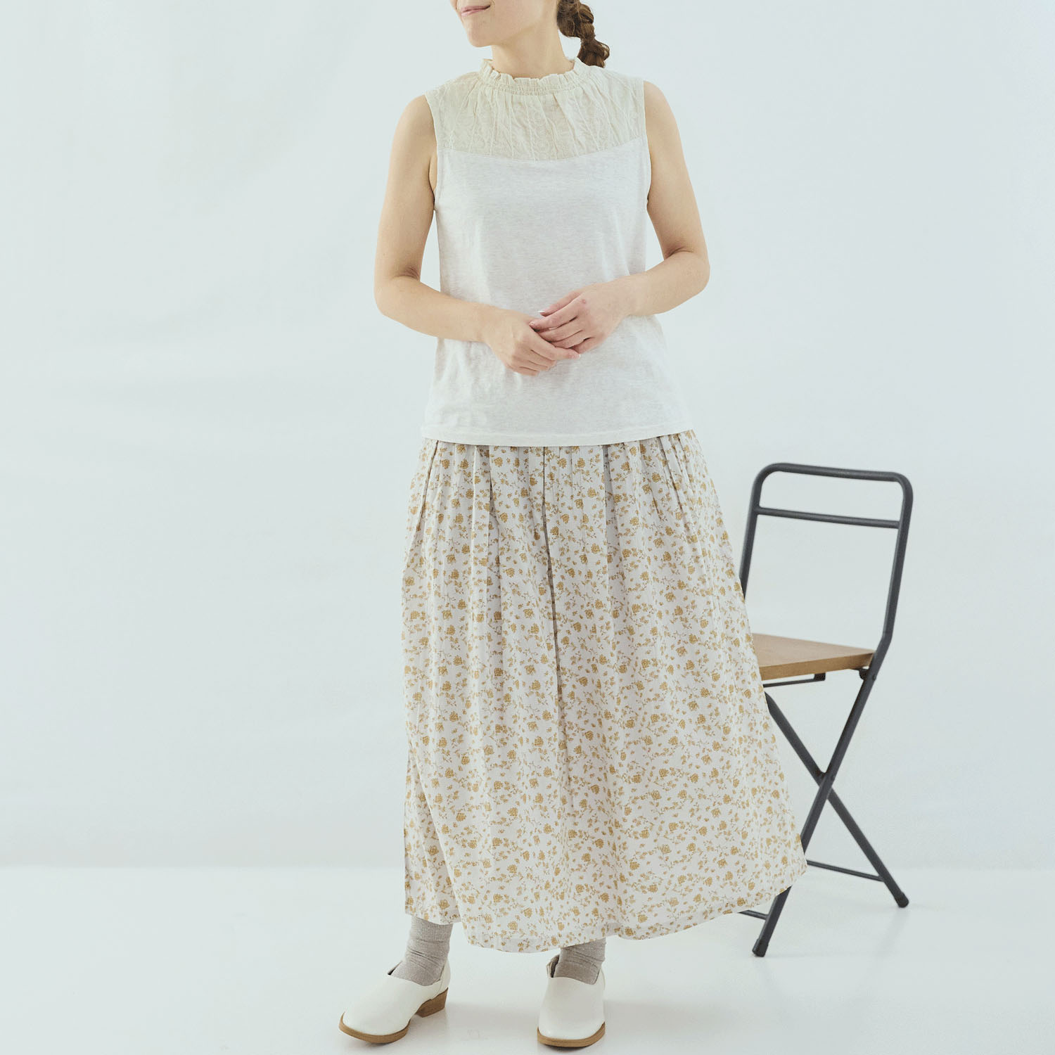 cloudnine 定番SZコットンスラブ天竺×ドビーストライプ刺繍タンクトップ - 画像8