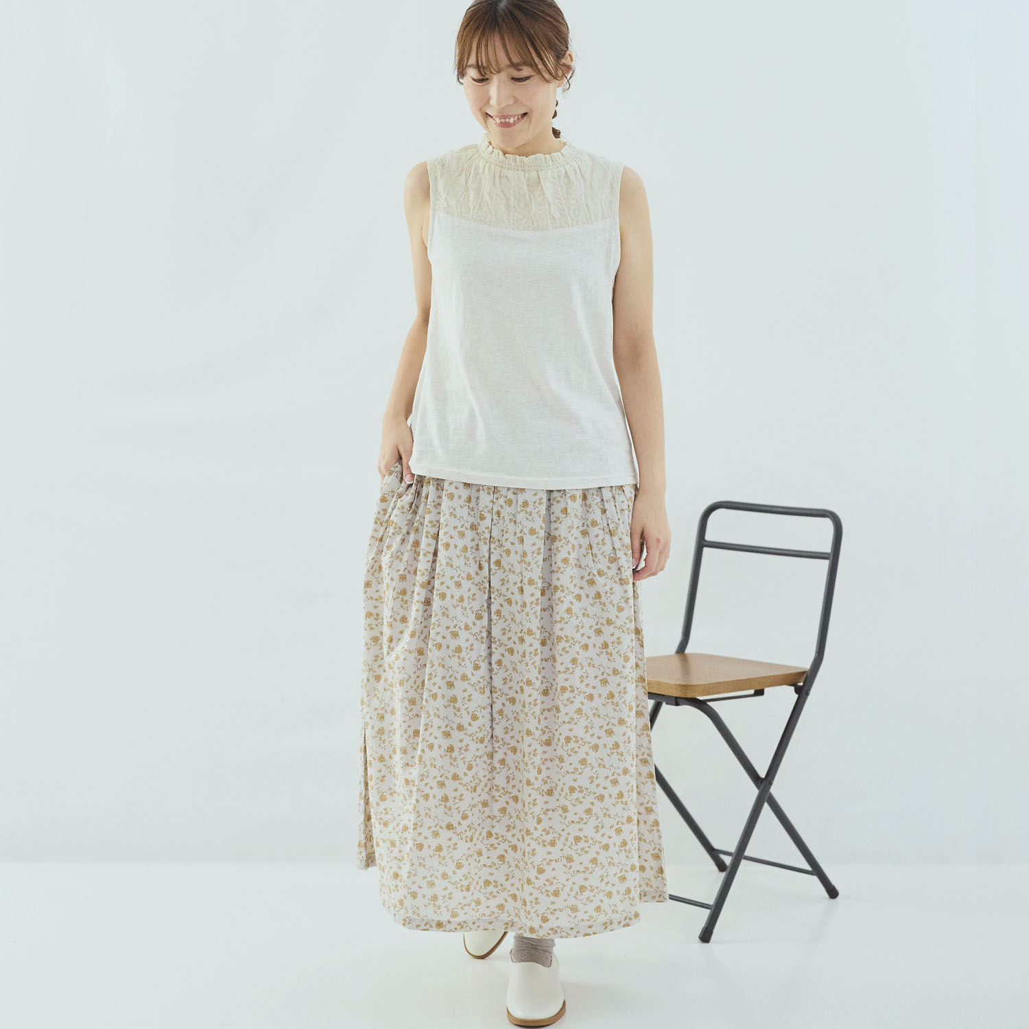 cloudnine 定番SZコットンスラブ天竺×ドビーストライプ刺繍タンクトップ - 画像9