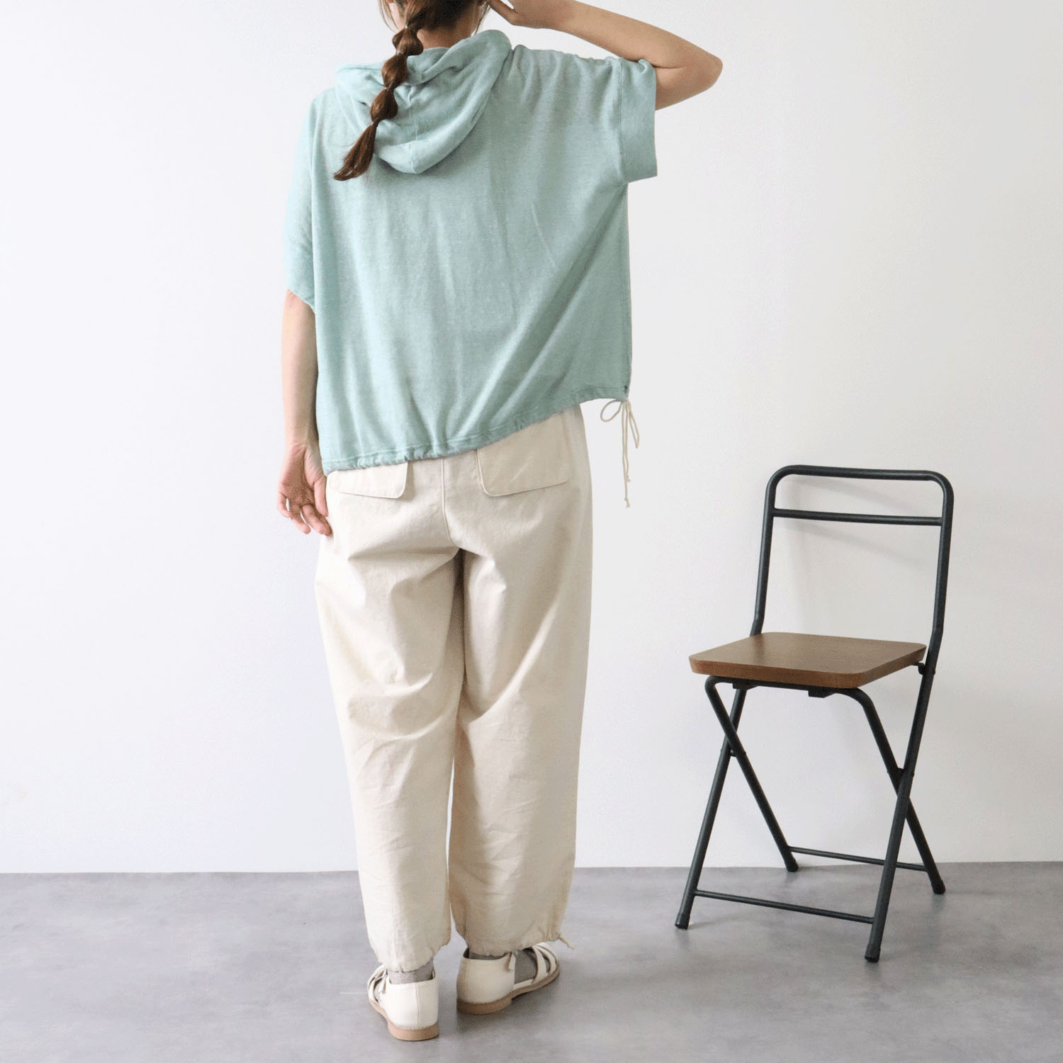 cloudnine SZガーゼ天竺 フード付きドルマン5分袖カットソー - 画像14