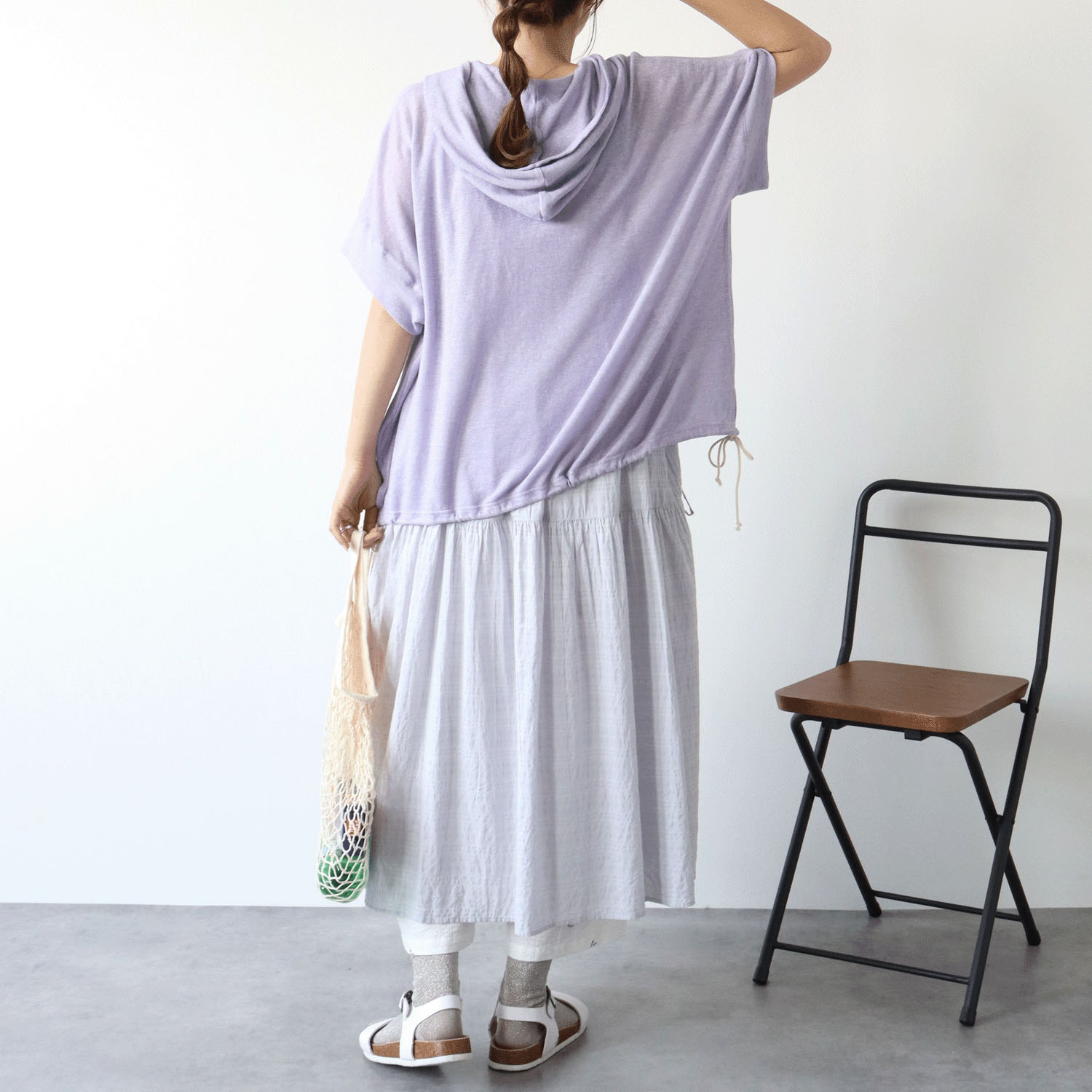 cloudnine SZガーゼ天竺 フード付きドルマン5分袖カットソー - 画像21