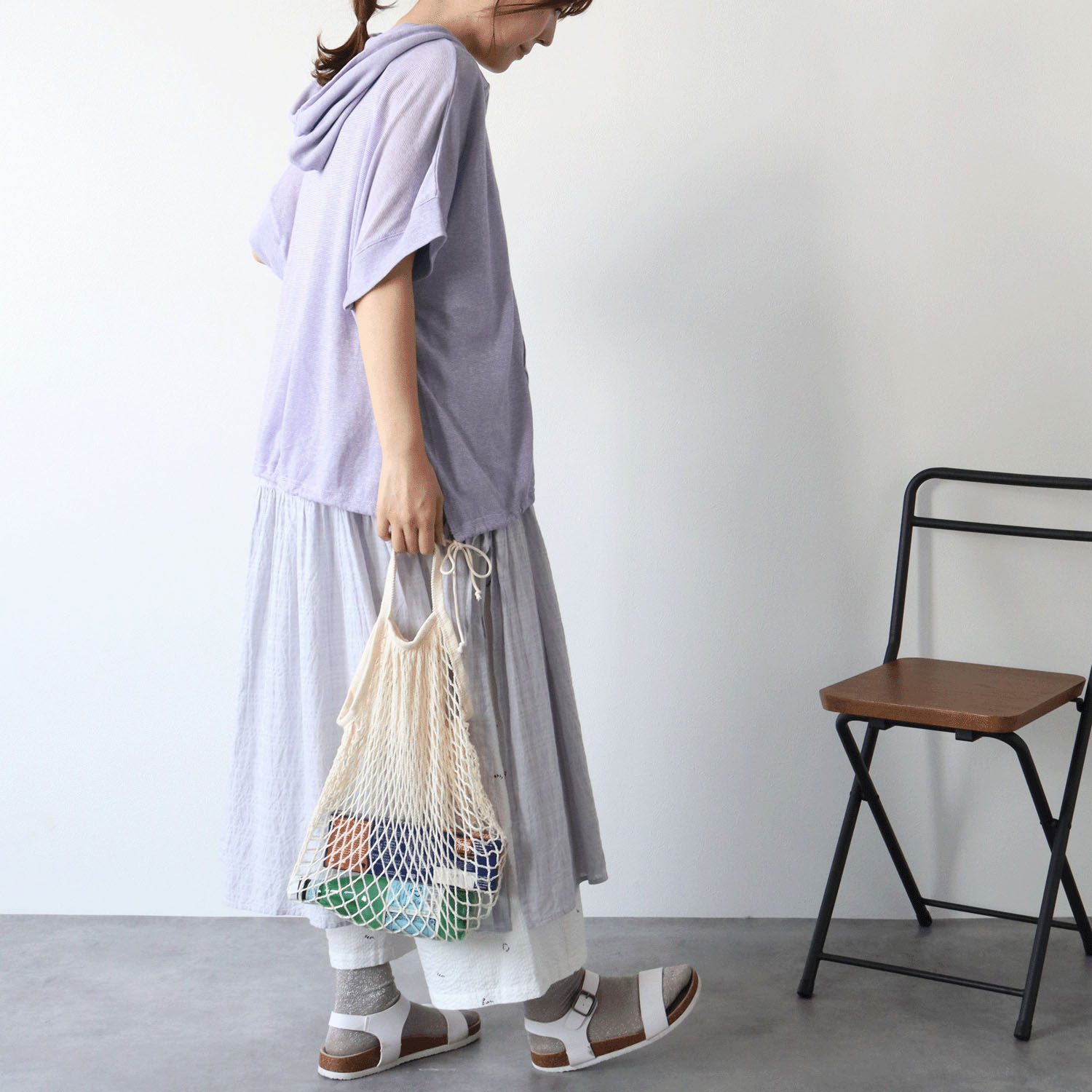 cloudnine SZガーゼ天竺 フード付きドルマン5分袖カットソー - 画像22