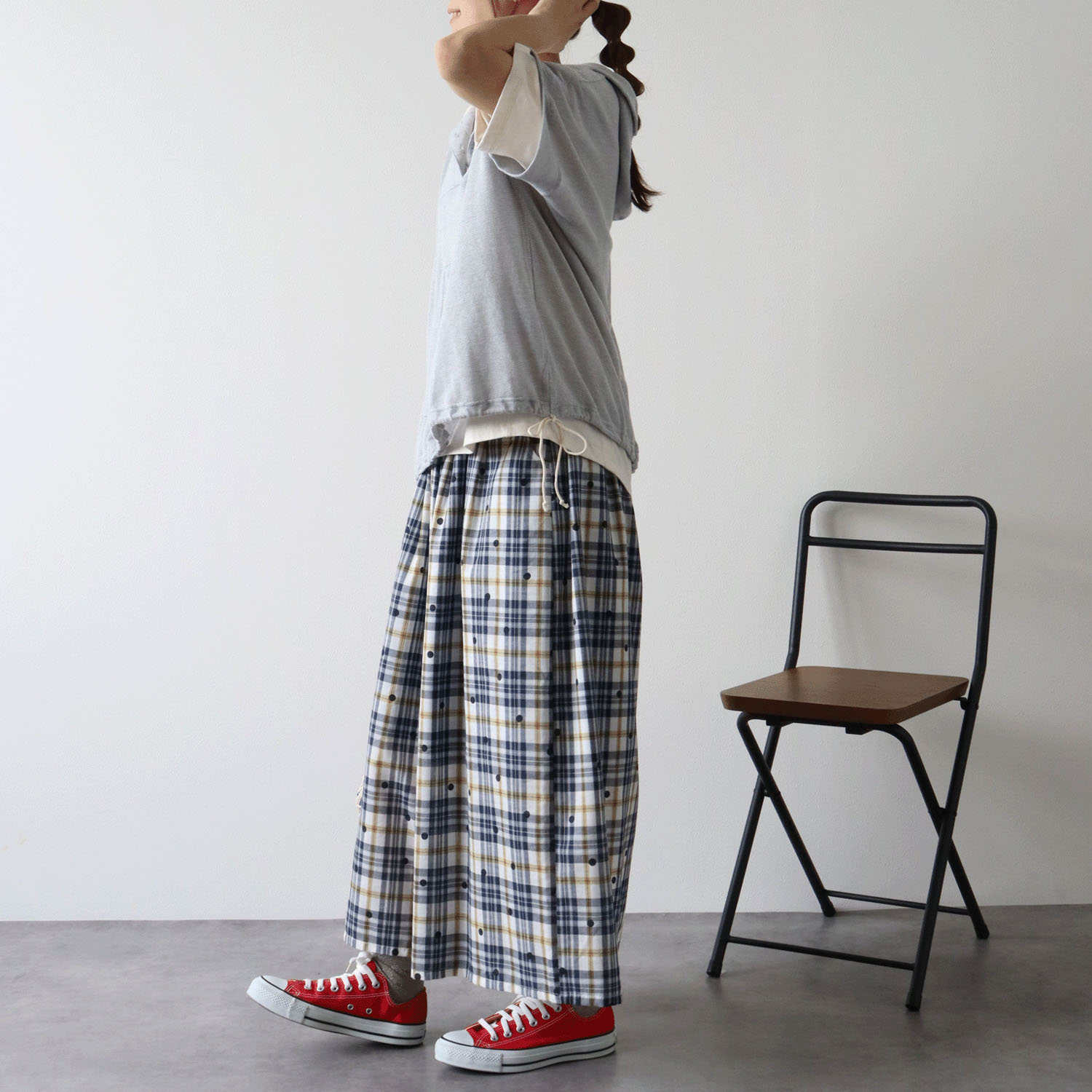 cloudnine SZガーゼ天竺 フード付きドルマン5分袖カットソー - 画像4