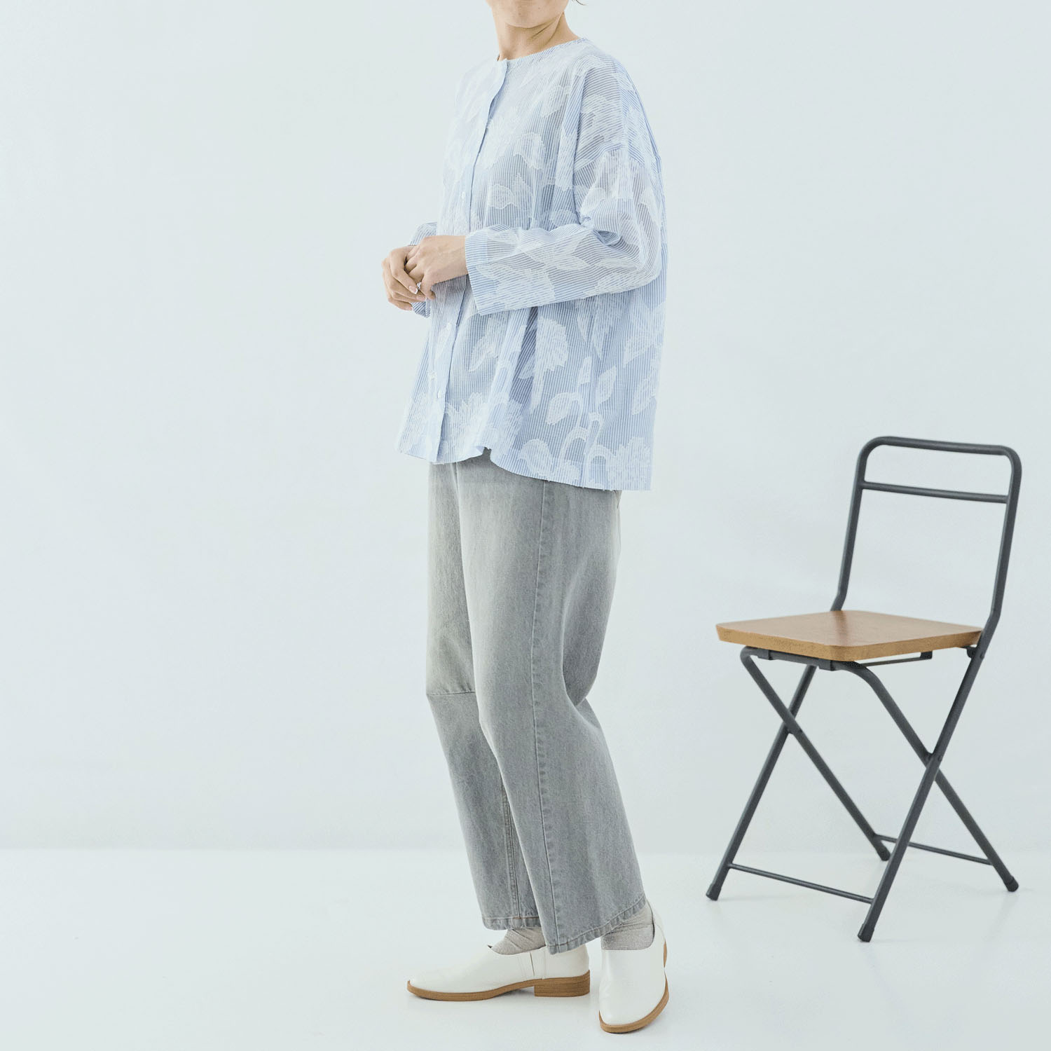 cloudnine 花柄ジャカードが映える コットンストライプブラウス - 画像17