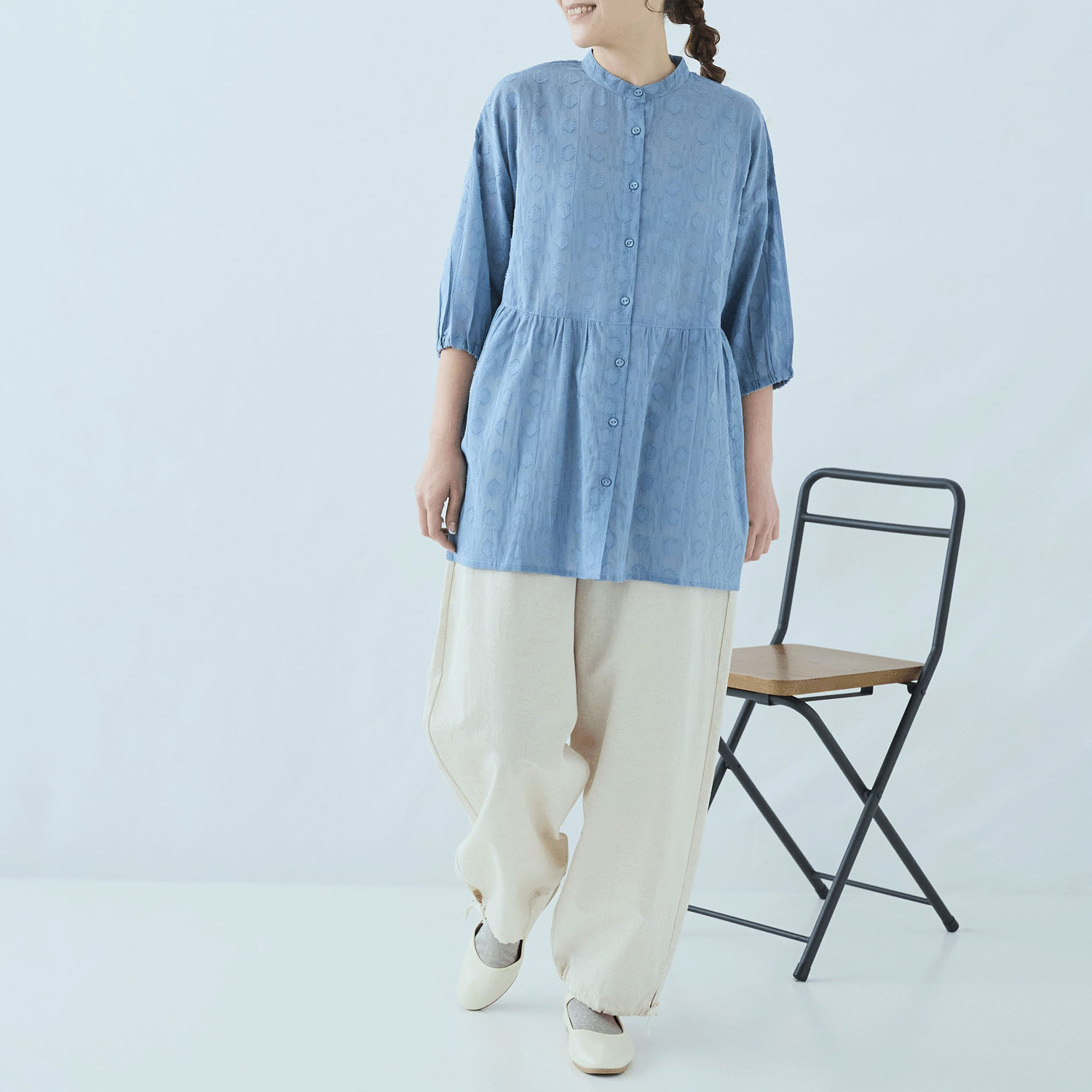 cloudnine コットンジャガード7分袖 前開きチュニック - 画像14