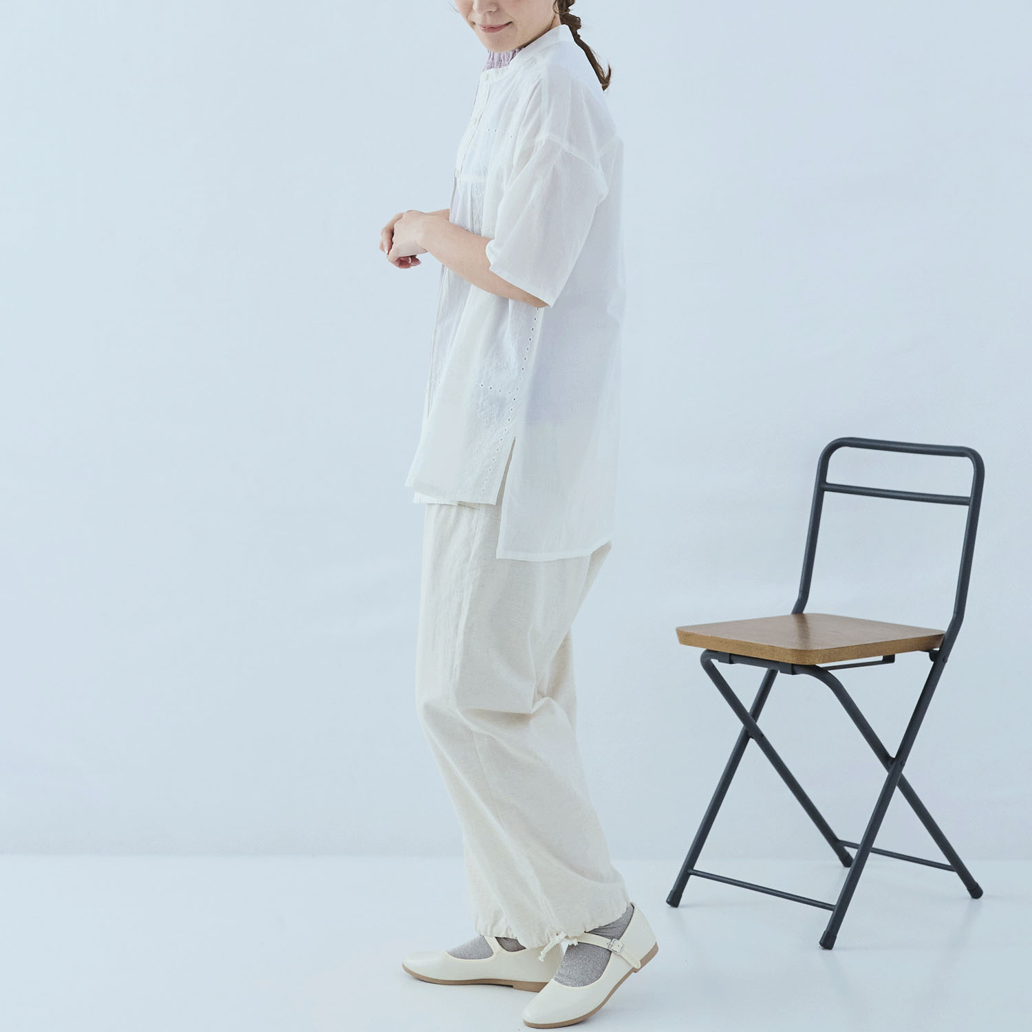 cloudnine 60キャンブリックシフリー刺繍入り前開きチュニック - 画像4