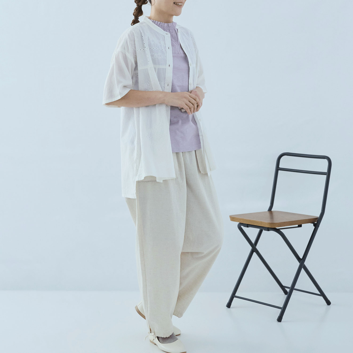 cloudnine 60キャンブリックシフリー刺繍入り前開きチュニック - 画像6