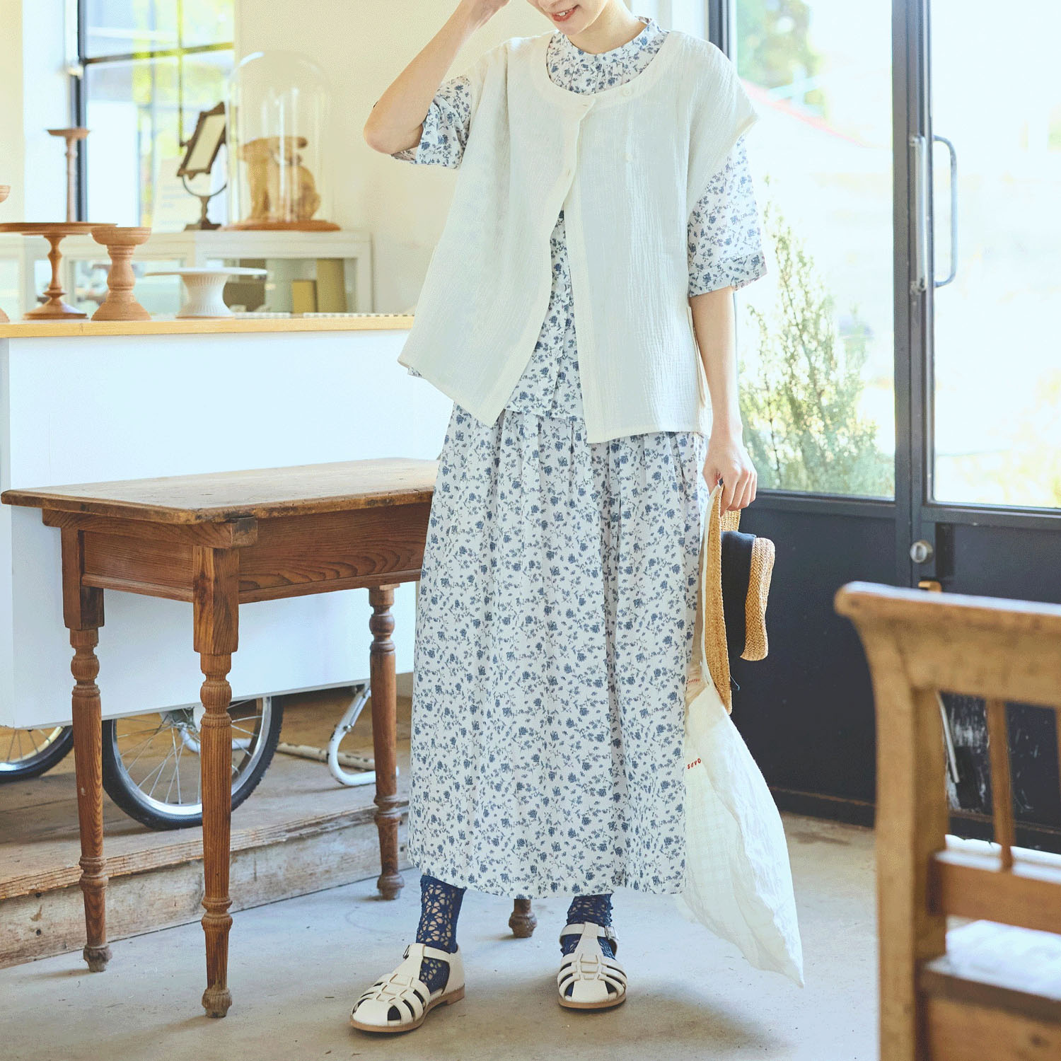 cloudnine 60キャンブリック花柄pt8分丈スカート - 画像2