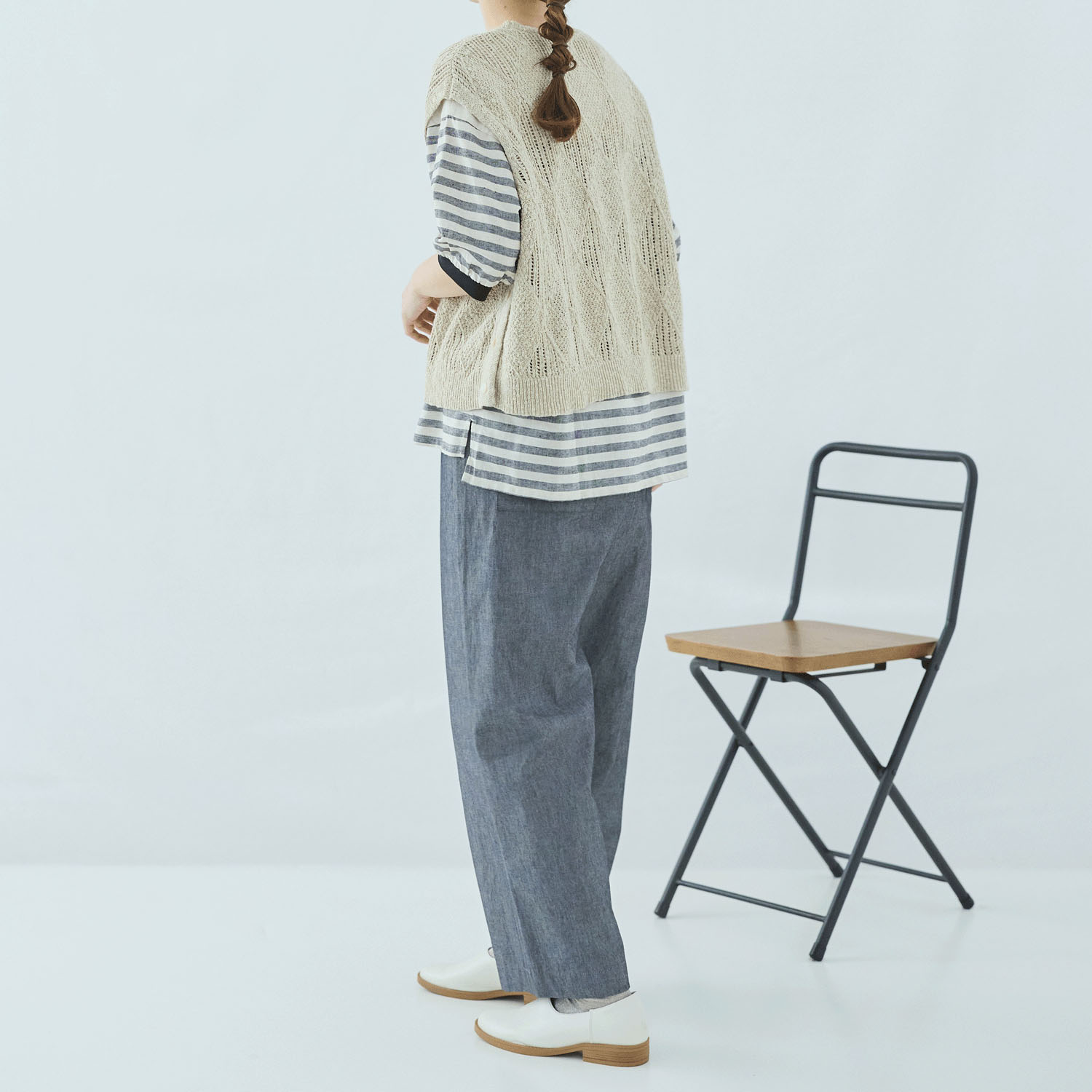 cloudnine コットンニットダイヤ柄ゆったりシルエットのニットベスト - 画像13