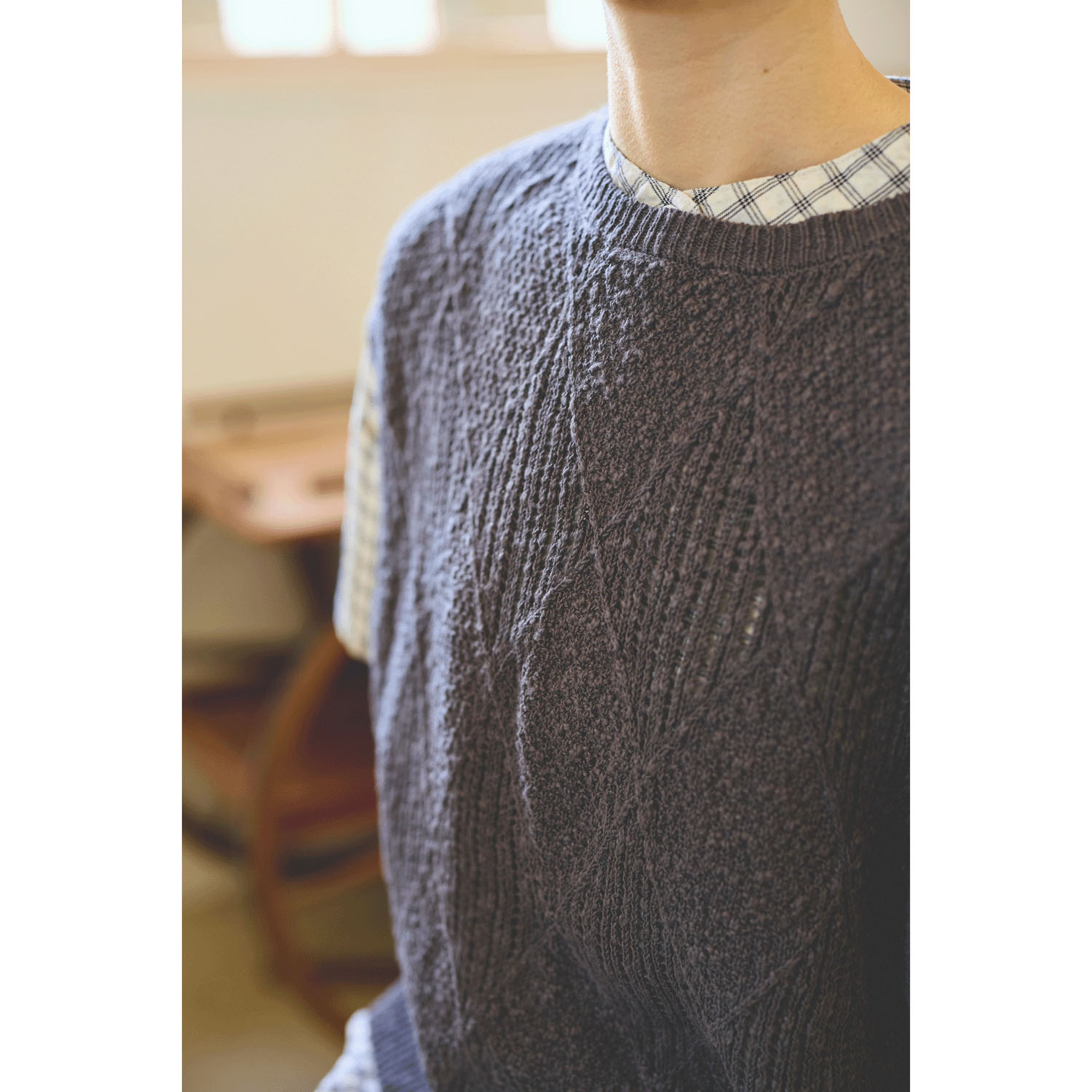 cloudnine コットンニットダイヤ柄ゆったりシルエットのニットベスト - 画像7