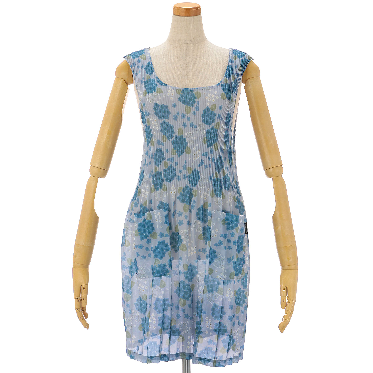 シフォンプリントプリーツエプロン 紫陽花柄 - 画像3