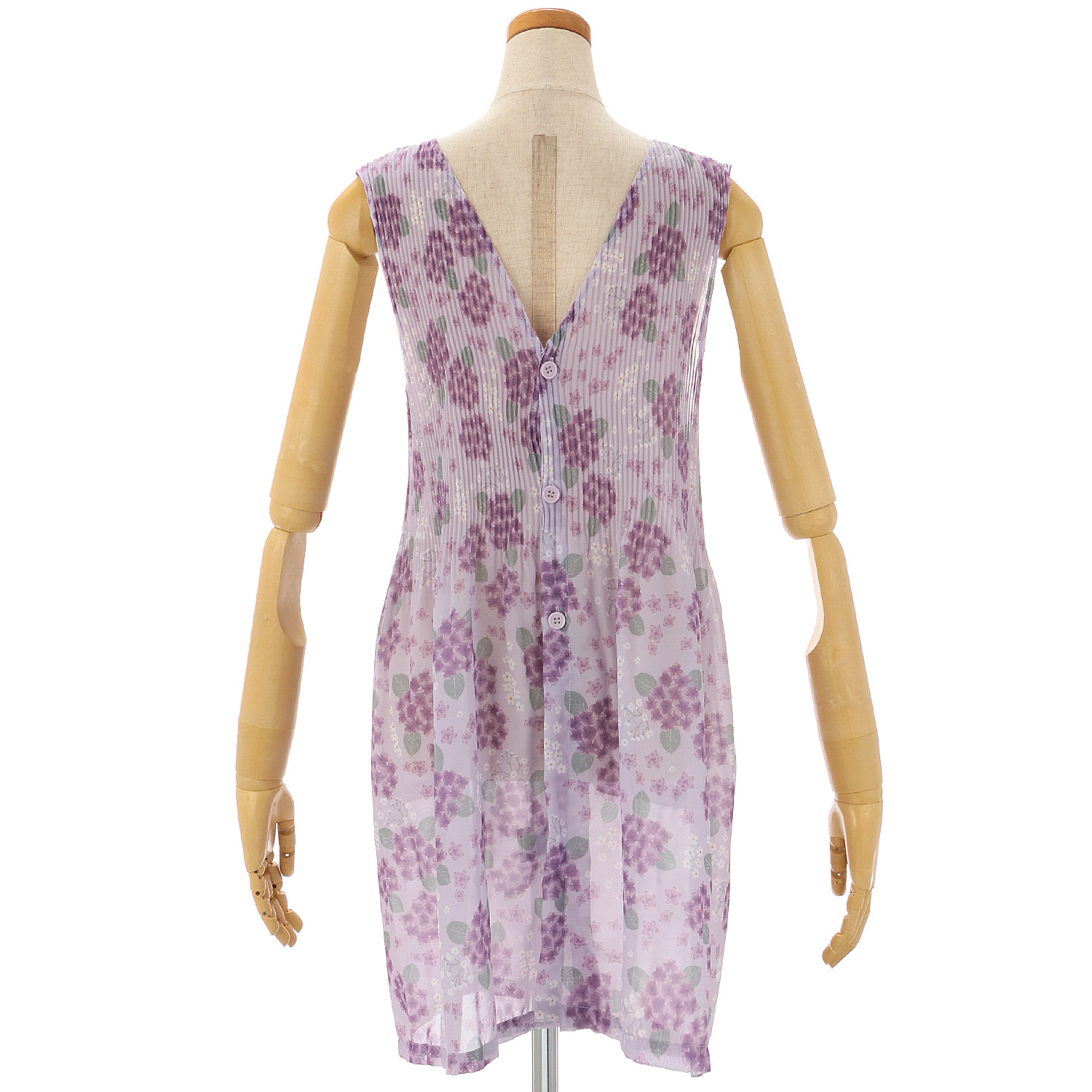 シフォンプリントプリーツエプロン 紫陽花柄 - 画像5