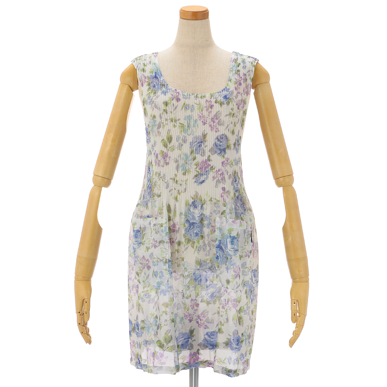 シフォンプリントプリーツエプロン バラ柄 - 画像4