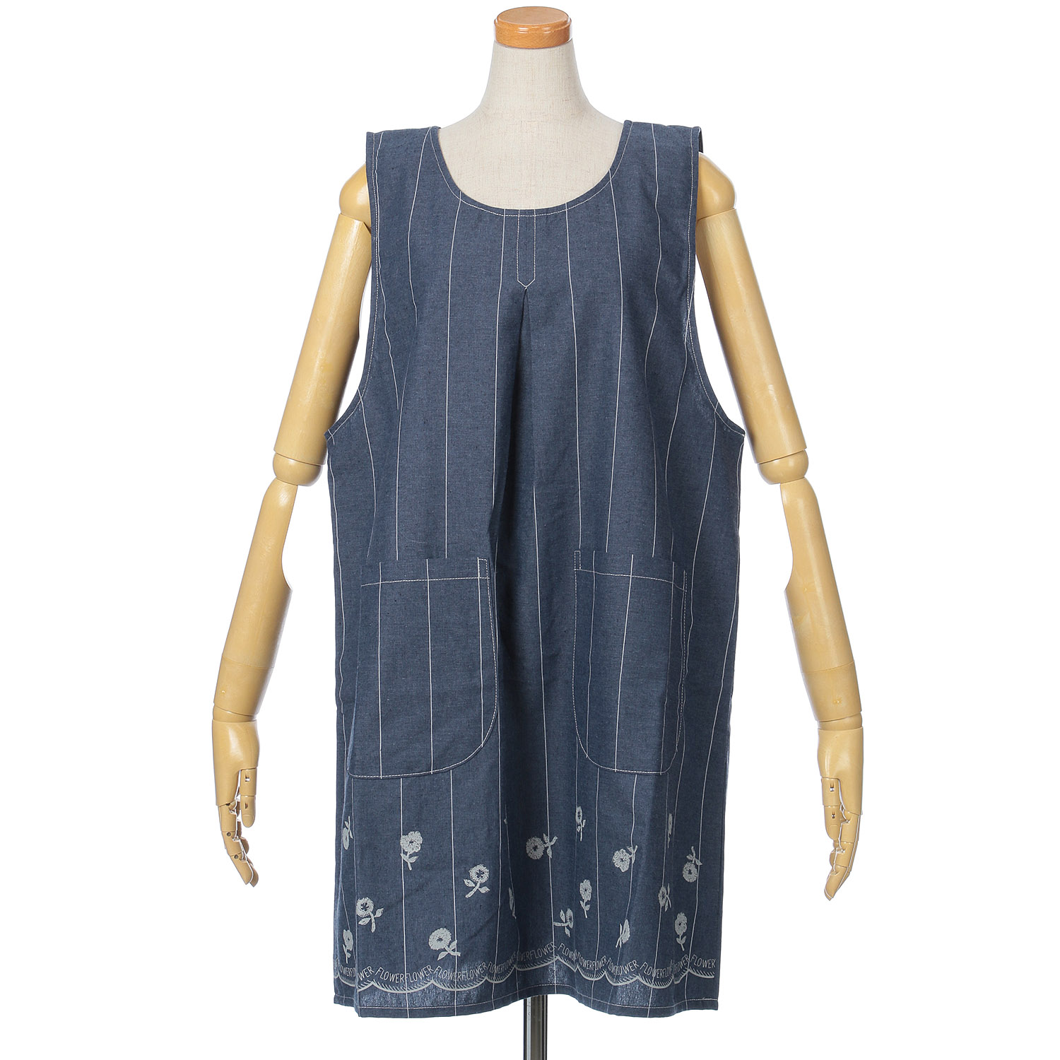 裾プリントバックリボンかぶりエプロン - 画像3