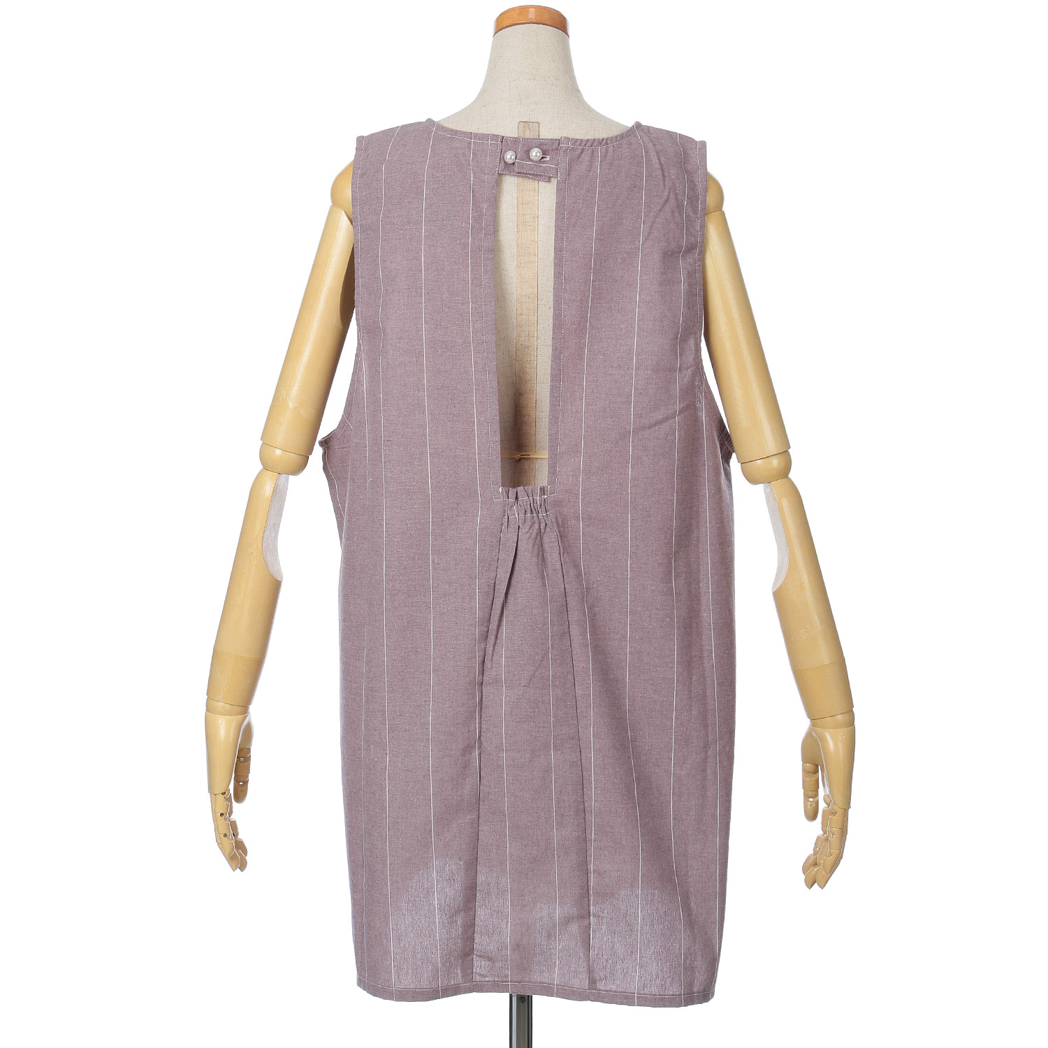 【大きいサイズ】ポケットフラワー刺繍後ろシャーリングエプロン - 画像5