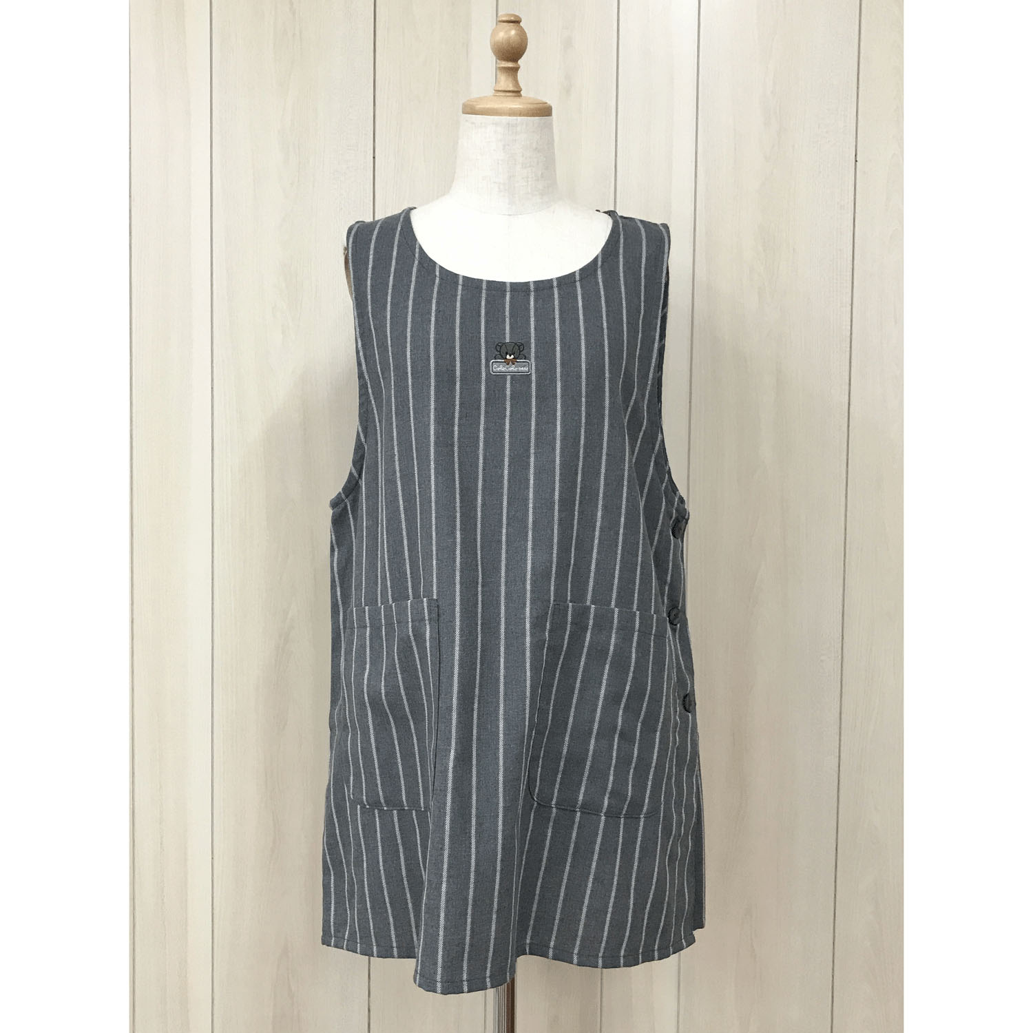 コロコロベアストライプサイド釦エプロン