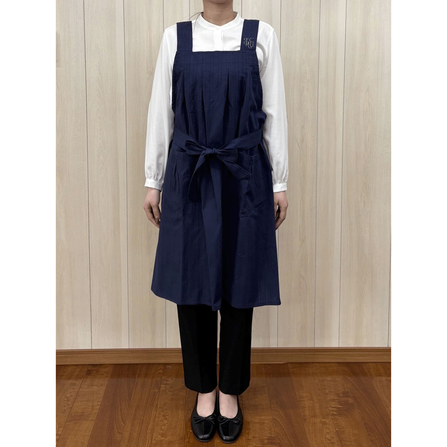 ECRU 前縛りH型エプロン