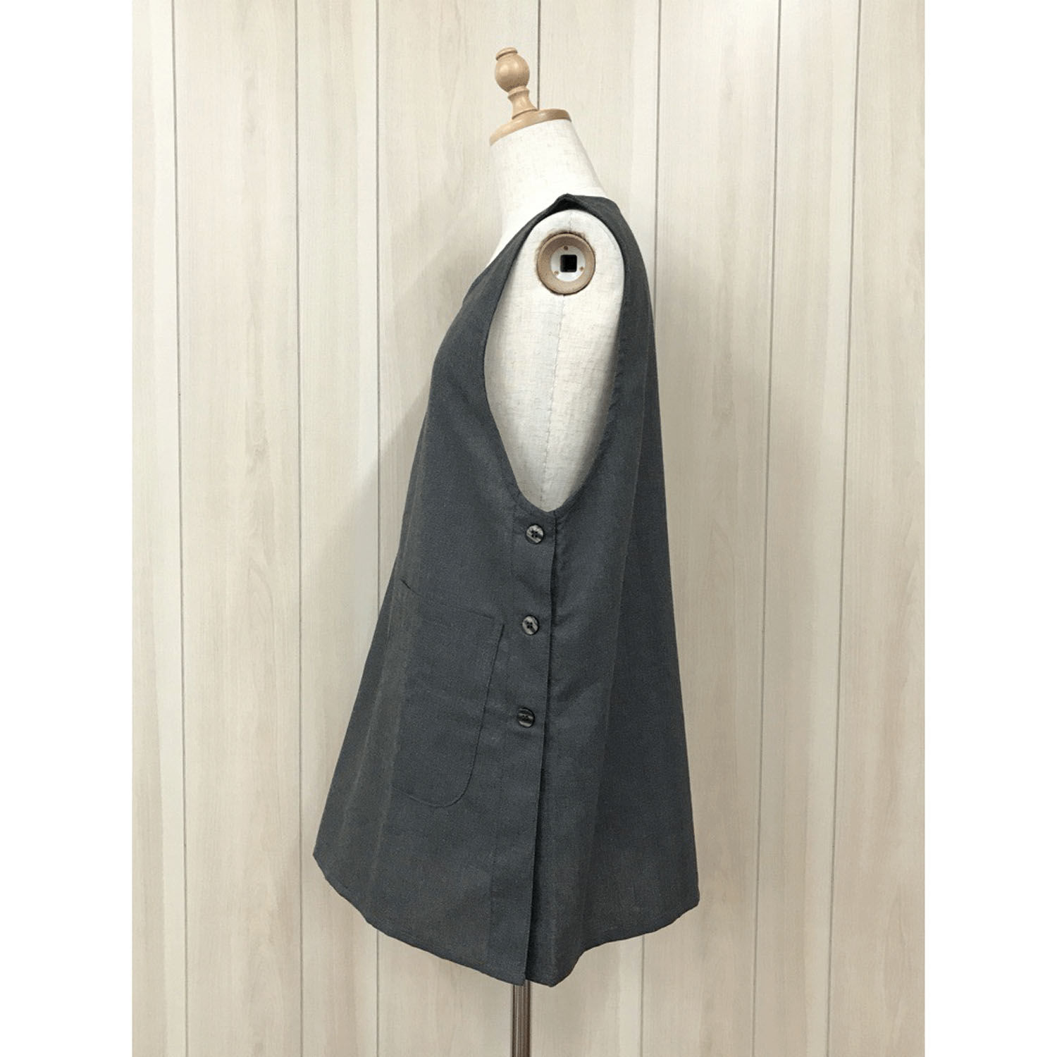 コロコロベアデニム風サイド釦エプロン - 画像4