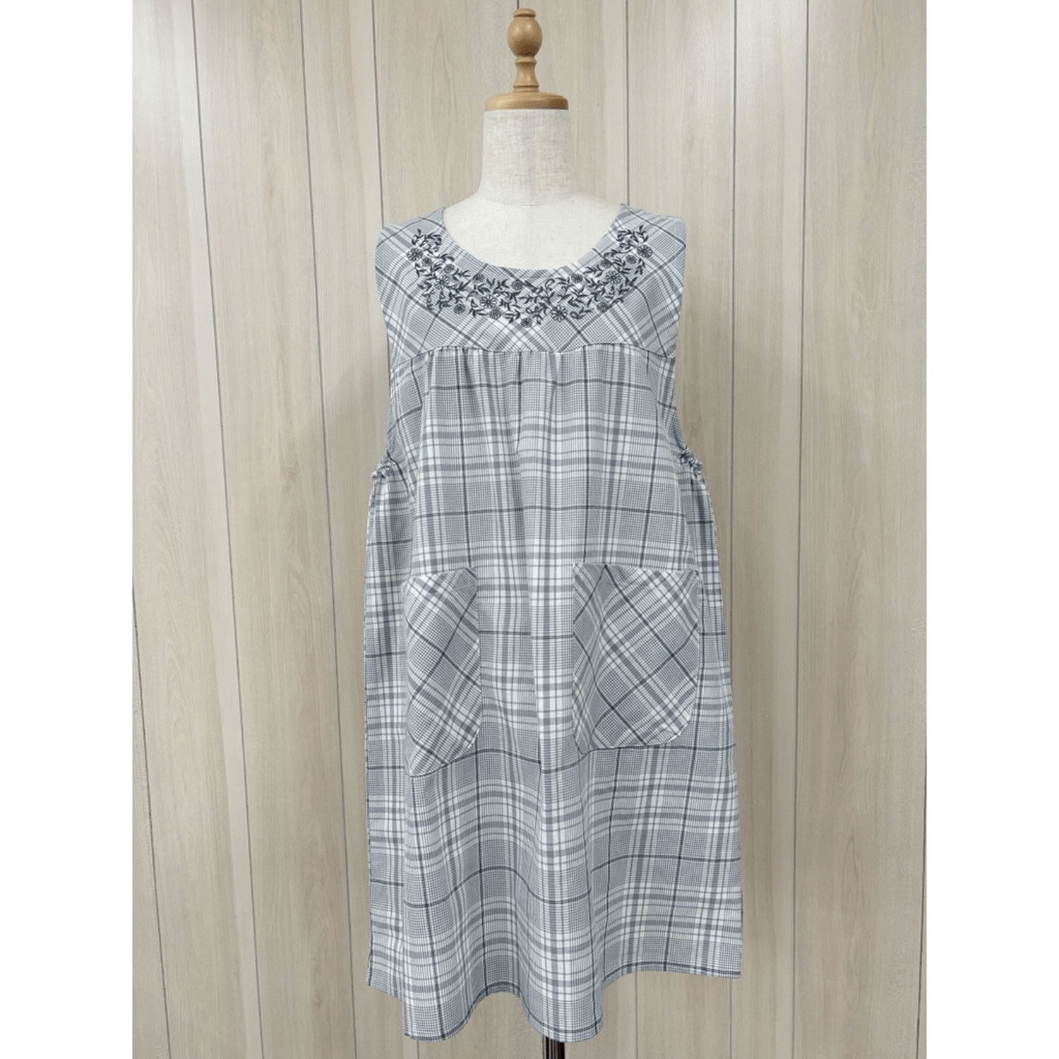 ECRU 刺繍ギャザー入りエプロン - 画像5