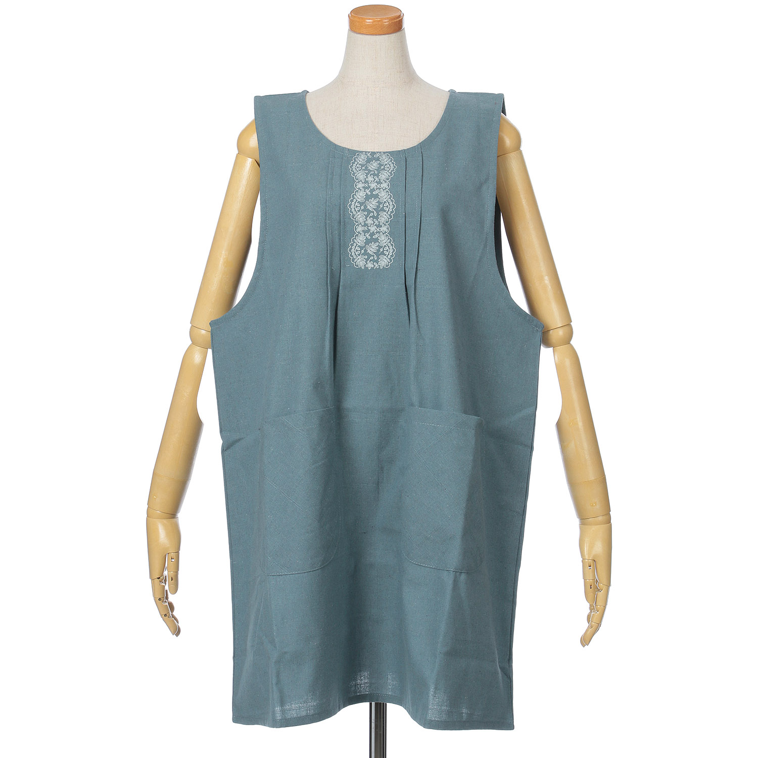 【大きいサイズ】胸元レースプリント後ろシャーリングエプロン - 画像4