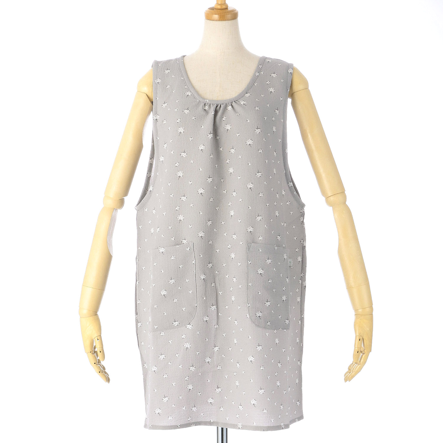 ちりめん小花柄エプロン - 画像1