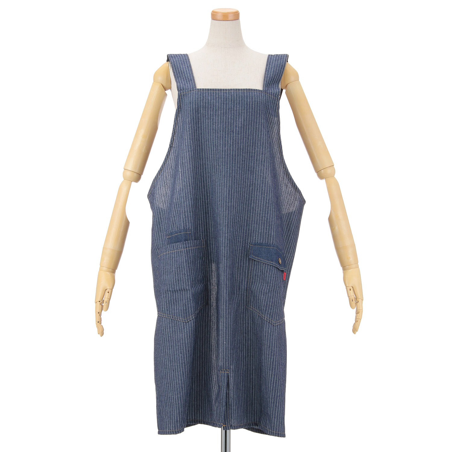 naturic デニム男女兼用エプロン ストライプ - 画像2