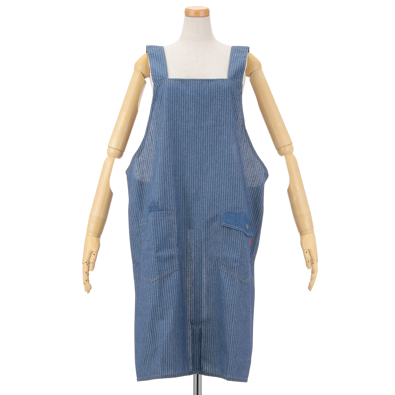 naturic デニム男女兼用エプロン ストライプ
