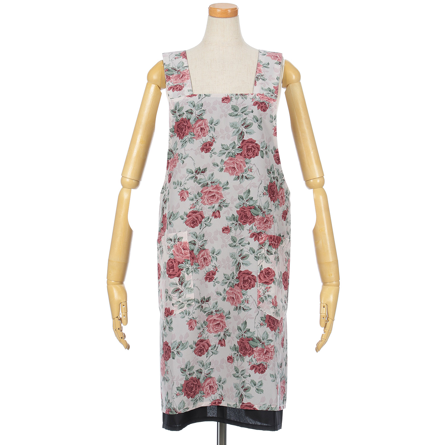 コシボチリメン大バラ柄リバーシブルエプロン - 画像2