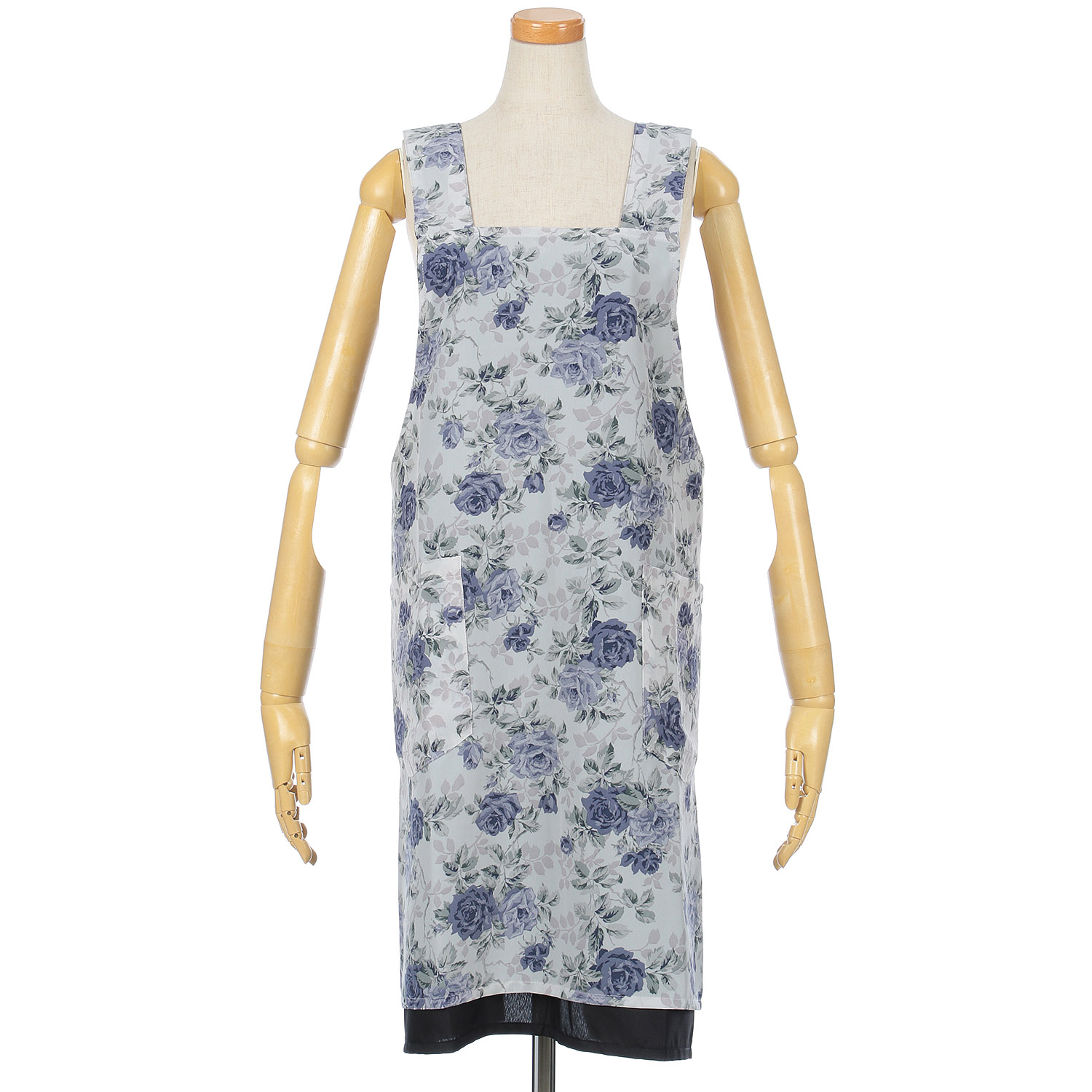 コシボチリメン大バラ柄リバーシブルエプロン - 画像9