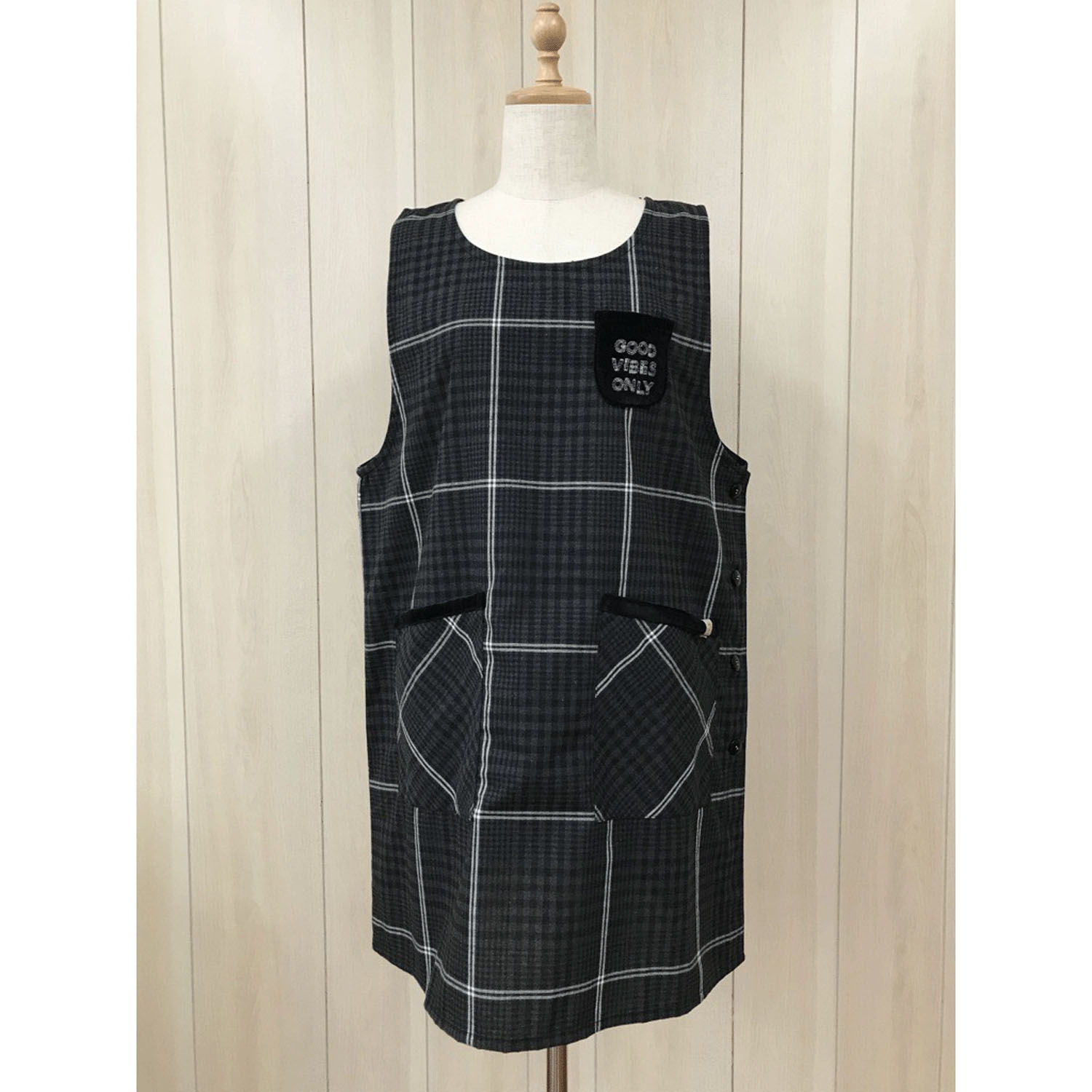 先染め起毛別布大格子エプロン