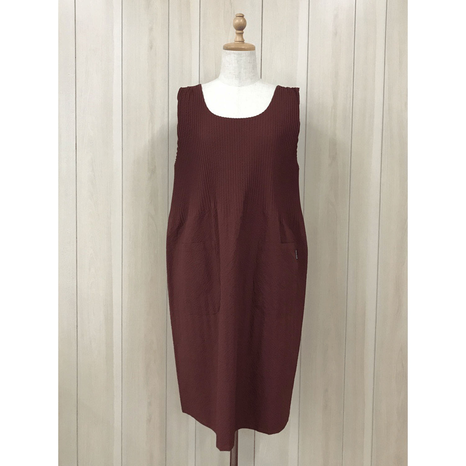 ふくれ織りロングプリーツ無地エプロン - 画像2