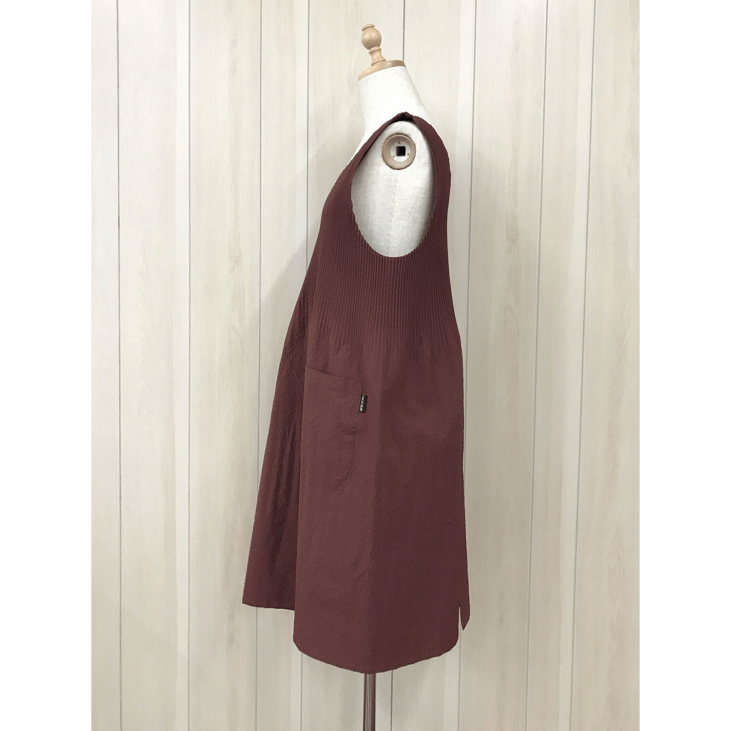 ふくれ織りロングプリーツ無地エプロン - 画像3