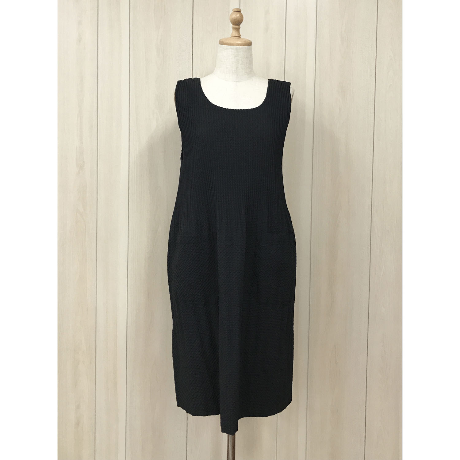 ふくれ織りロングプリーツ無地エプロン - 画像1