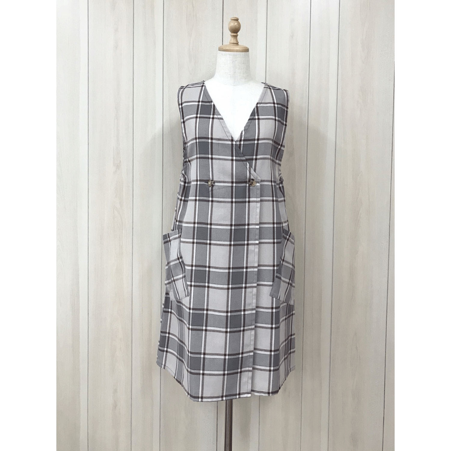 ECRUロングジレ風エプロン - 画像2