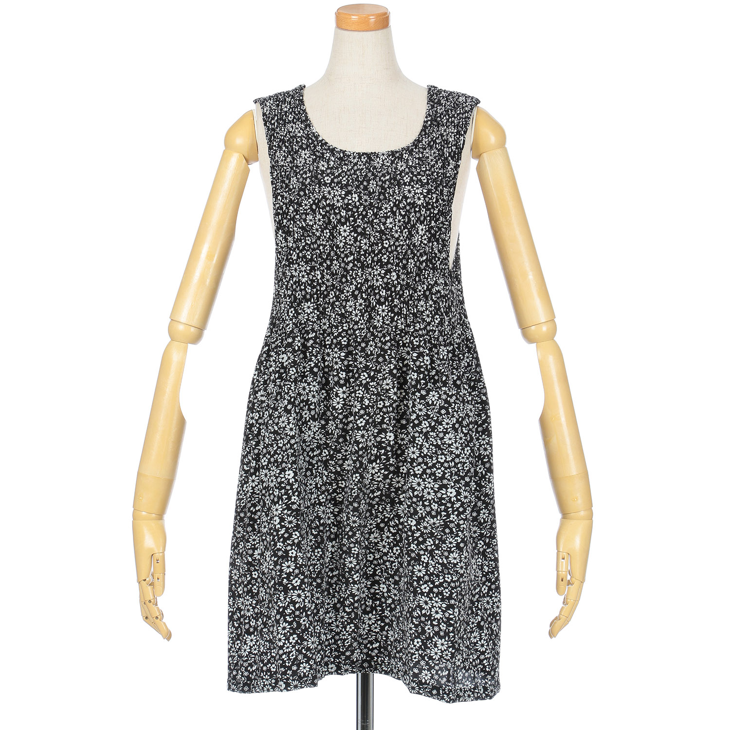 チリメンプリントプリーツエプロン