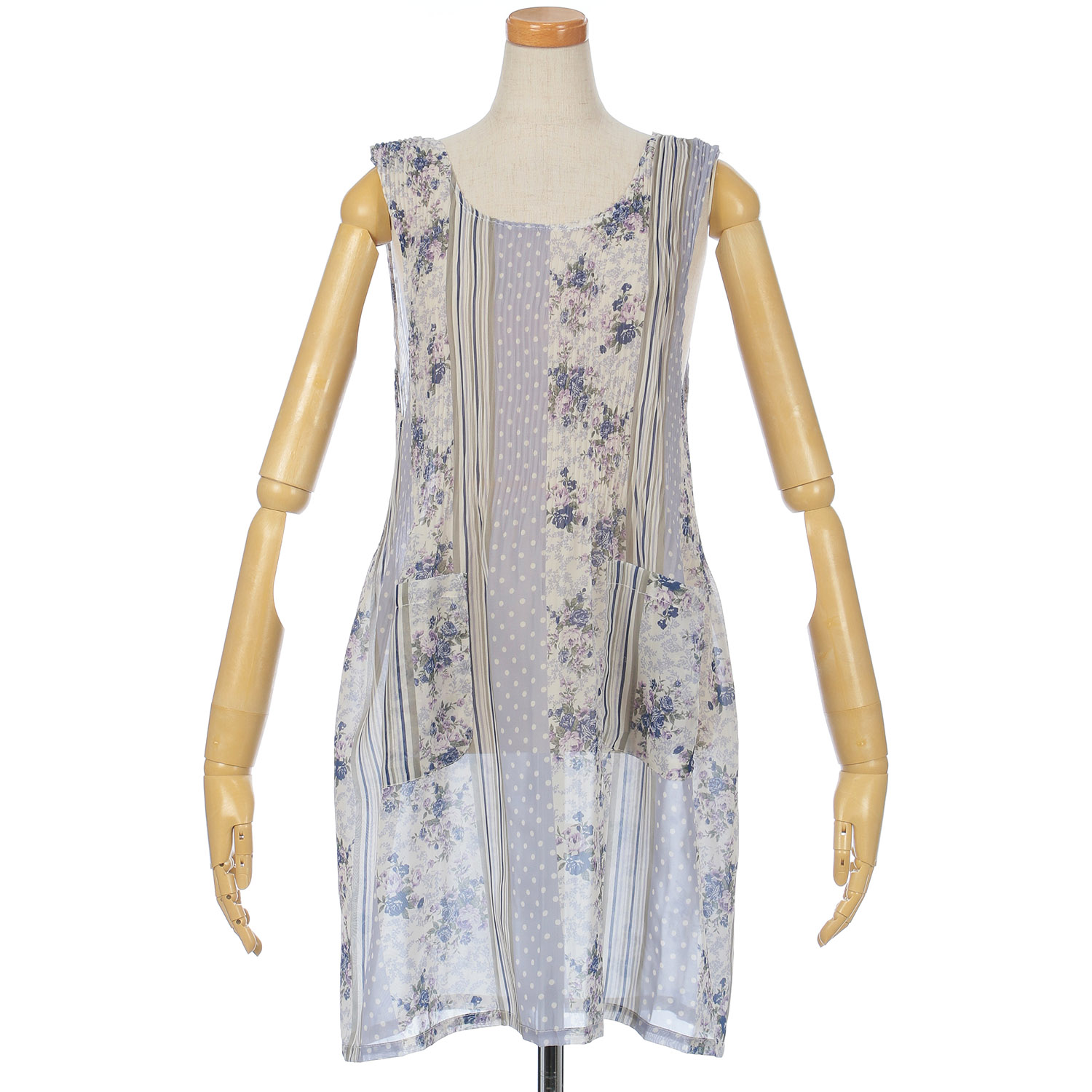 シフォンプリントプリーツエプロン - 画像3