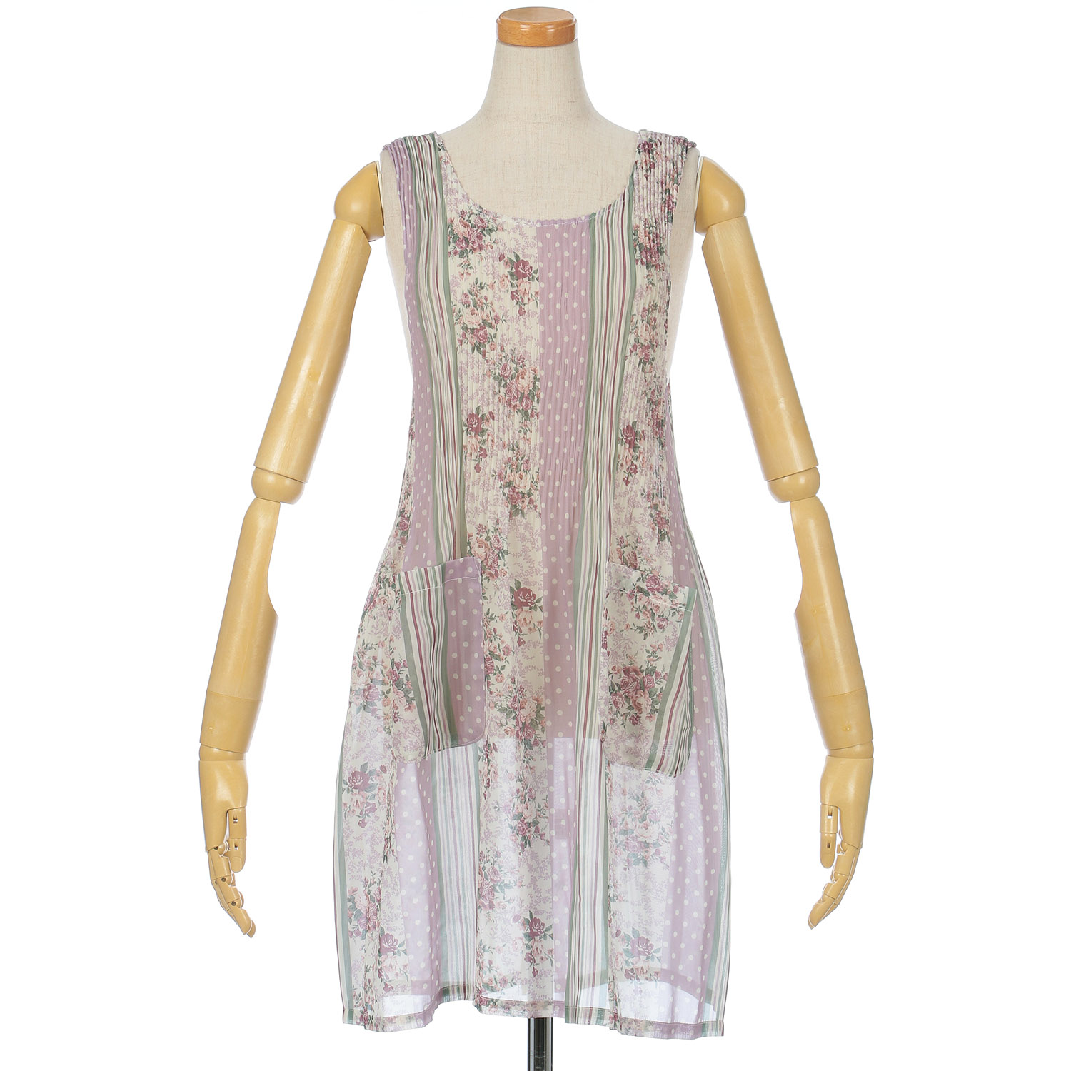 シフォンプリントプリーツエプロン