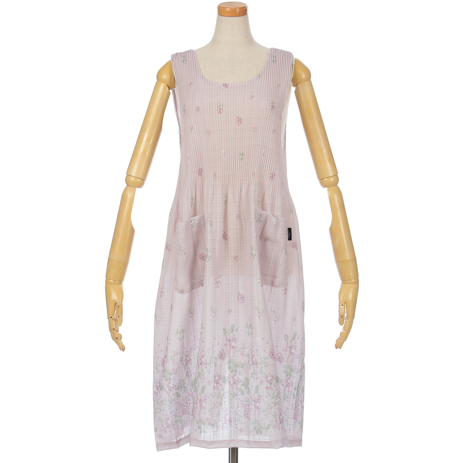 エステル格子ロングプリーツエプロン - 画像1